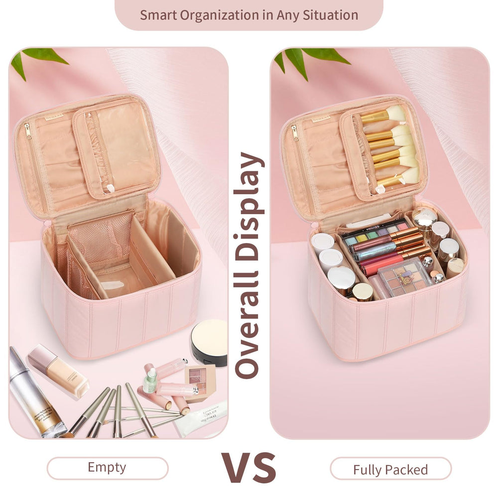 OCHEAL travel bag shows separate brush area for cleaner storage.