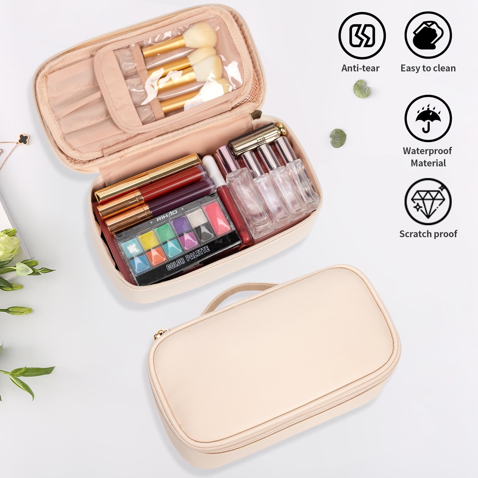 OCHEAL travel makeup bag fits in purses and briefcases for everyday use