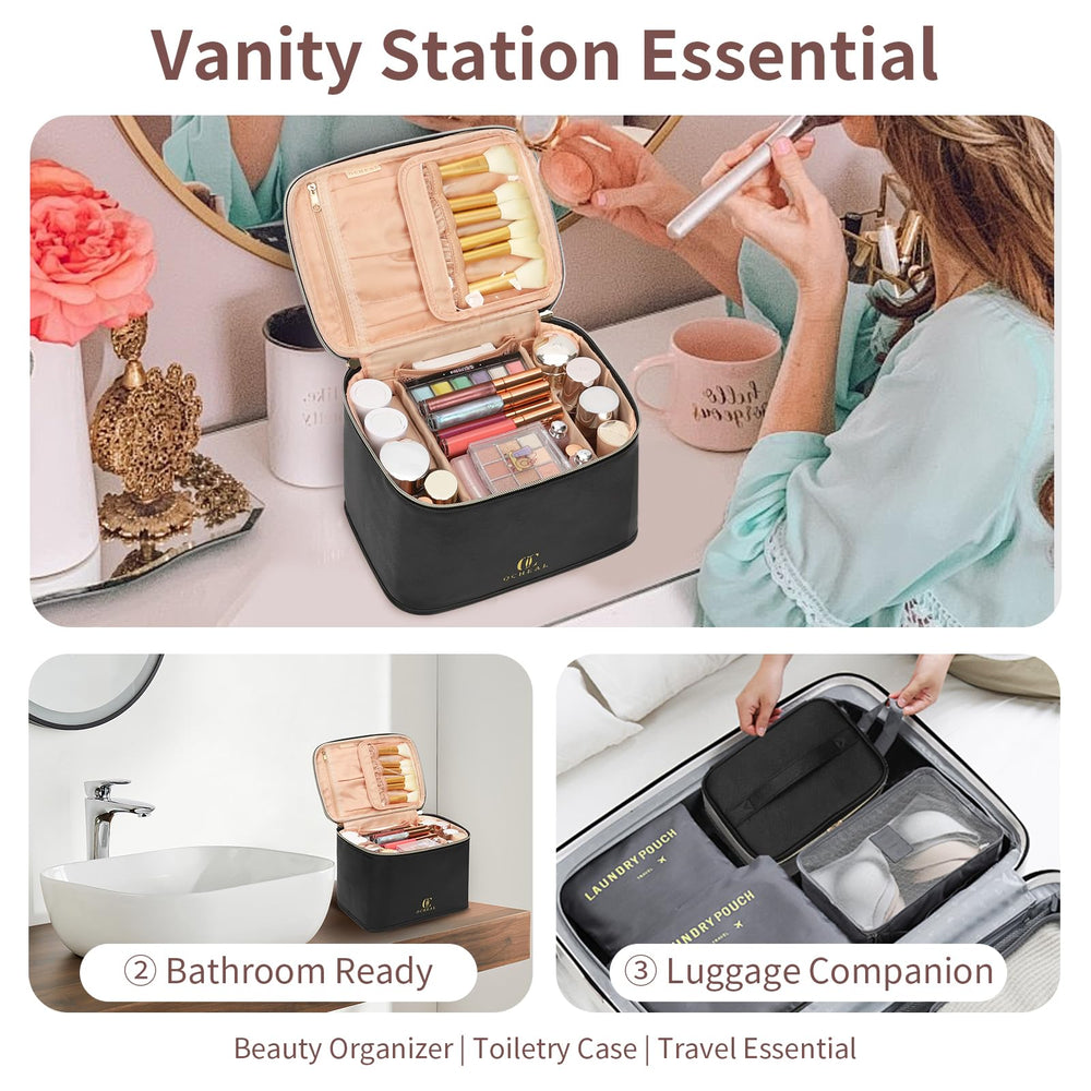 OCHEAL travel makeup bag two-way zippers enable easy access during travel