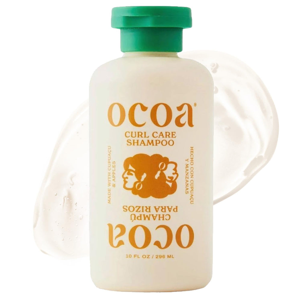 OCOA Curl Care Shampoo bottle closeup showing gentle cleanse for curly and wavy hair