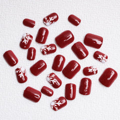 OCOUYVD short square nails white snowflakes showcase chic winter design ready to wear.