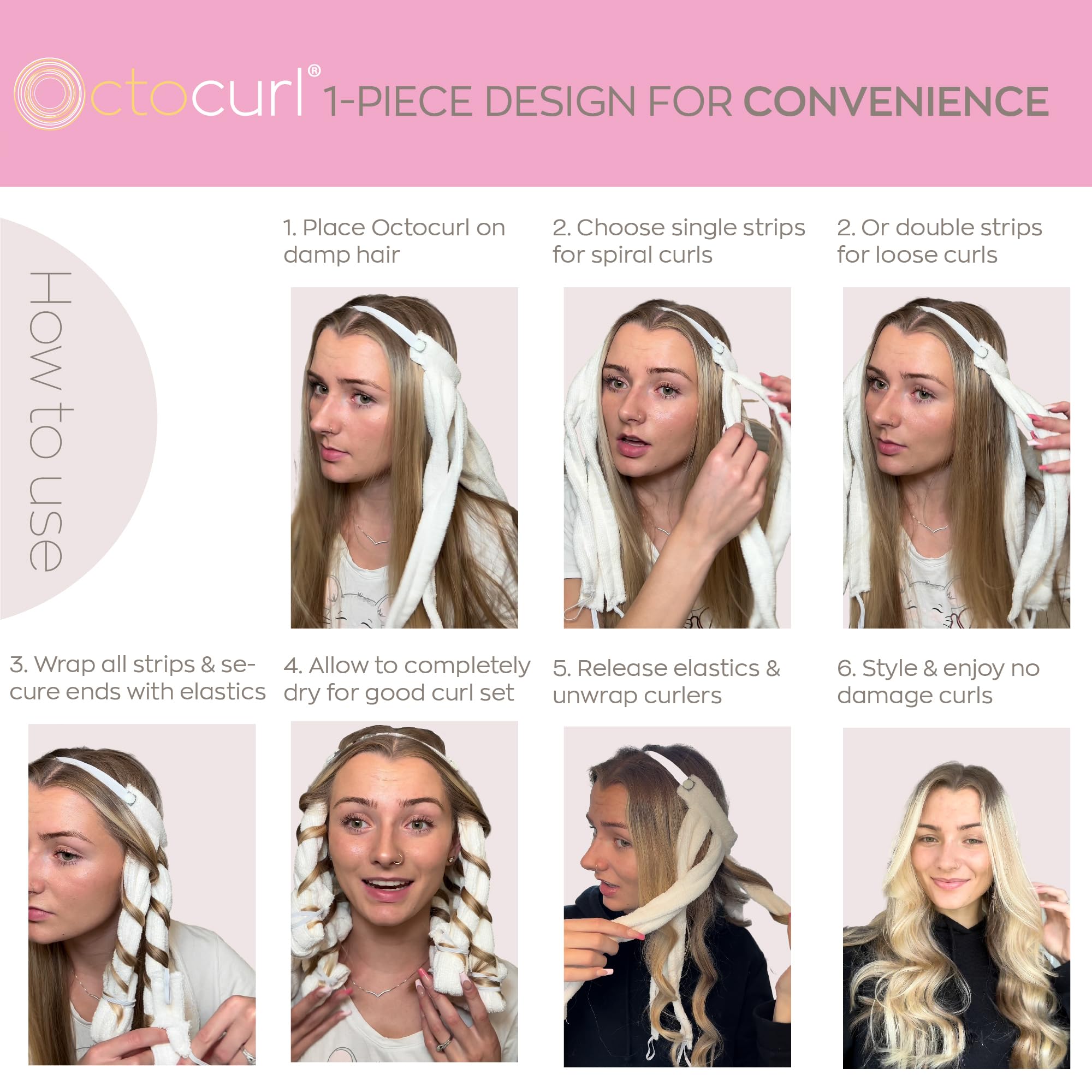 Octocurl versatile options for loose curls, spirals, and beach waves.