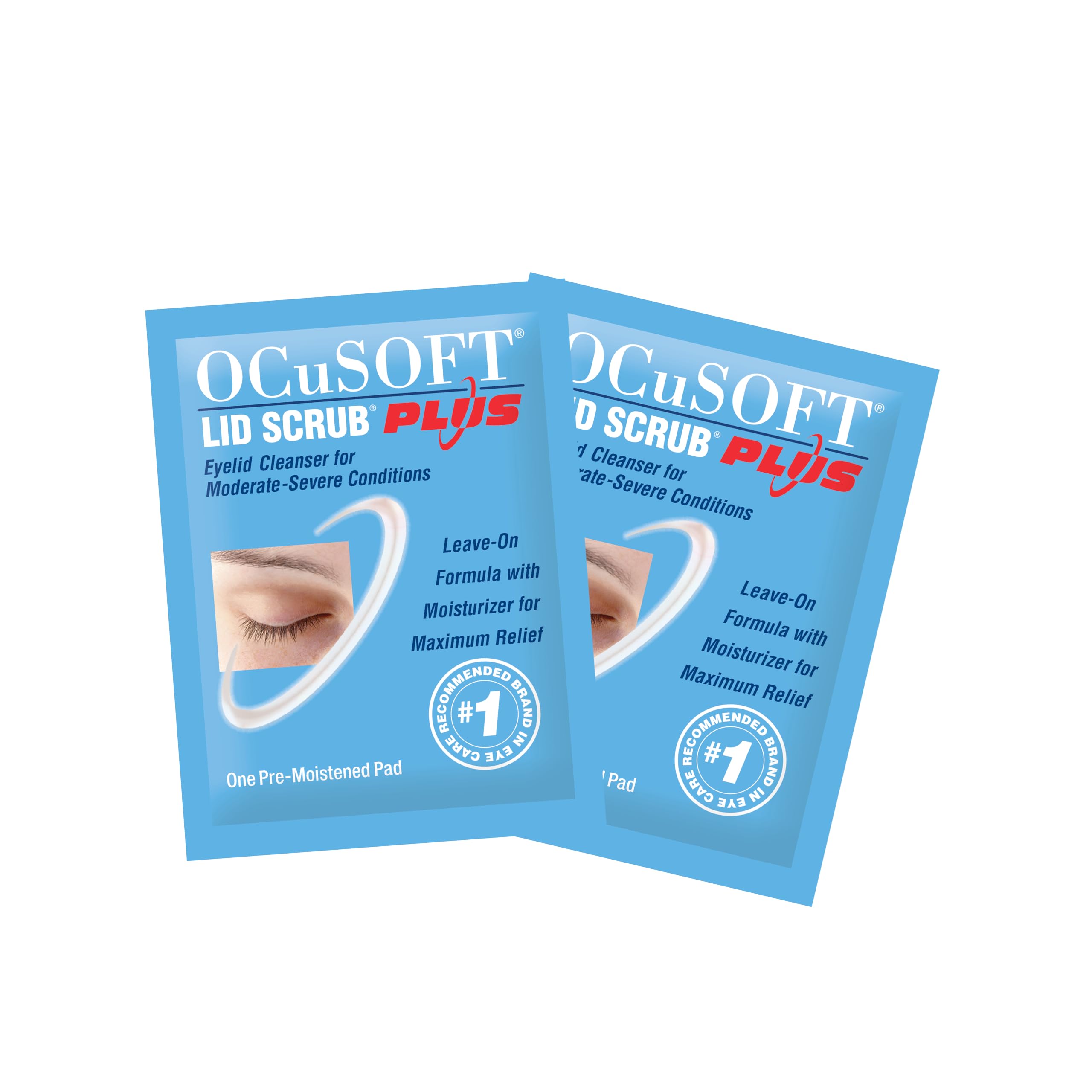 Close-up of a pre-moistened pad from OCUSOFT Lid Scrub PLUS for gentle eyelid cleansing.