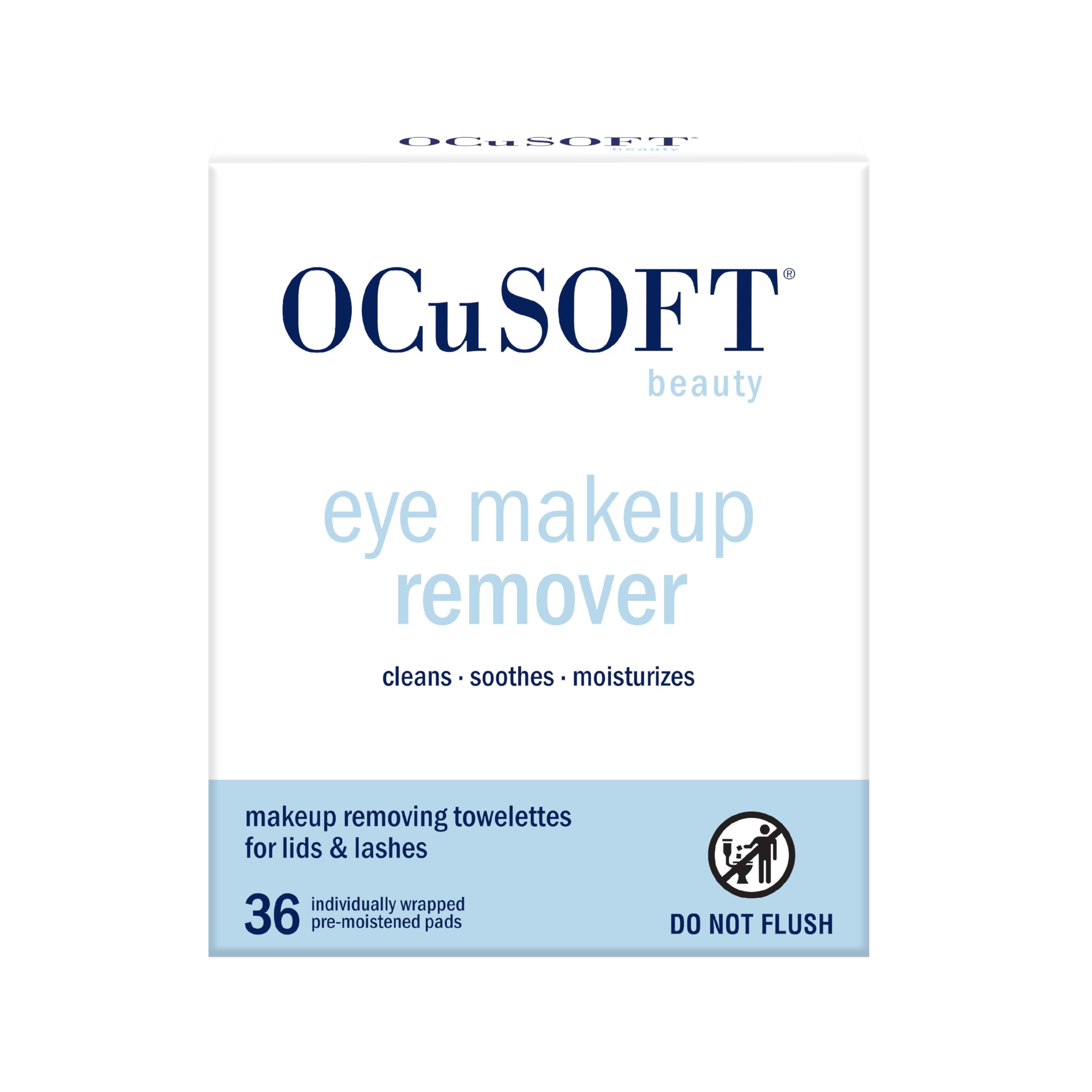OCuSOFT eye makeup remover towelettes pack for on-the-go cleansing.