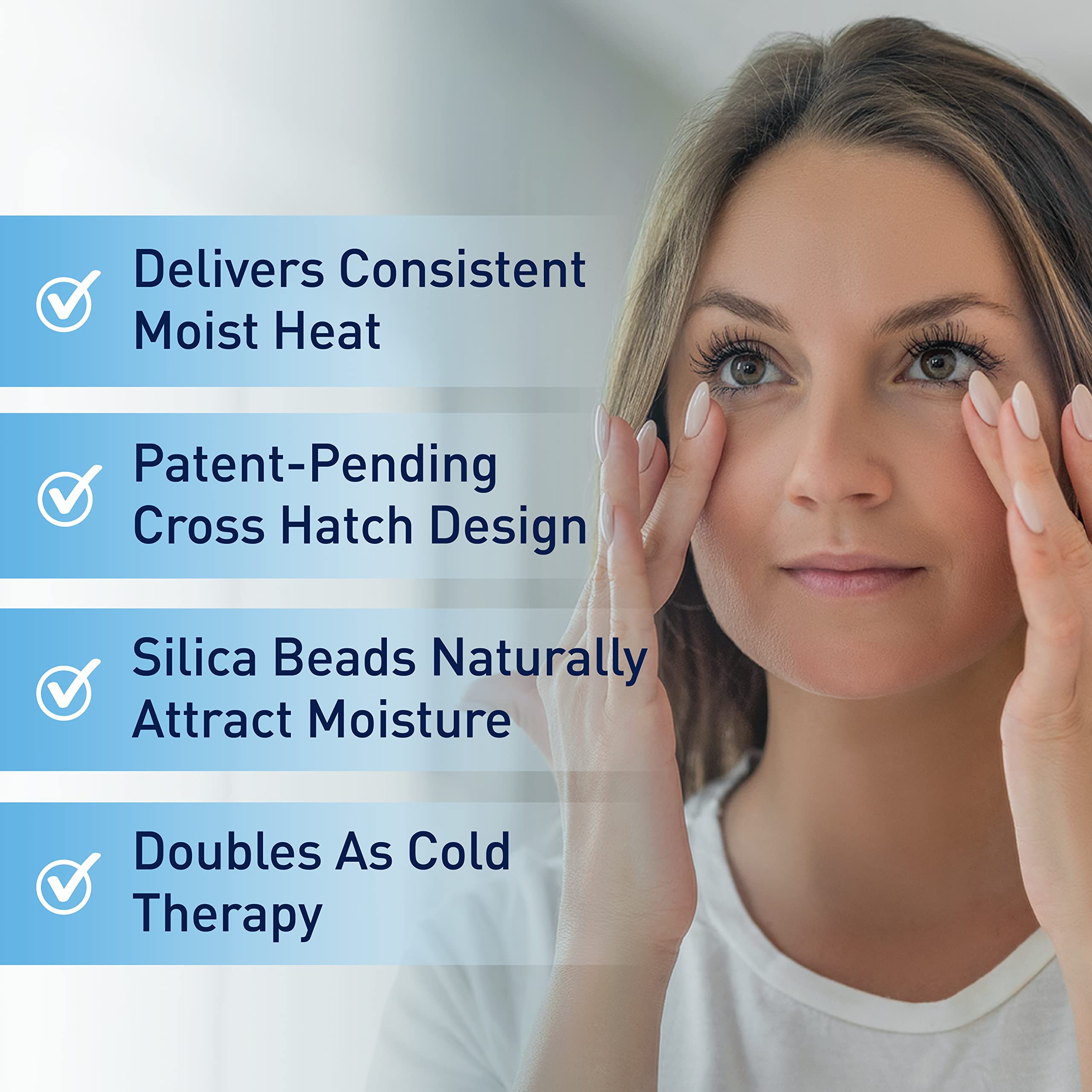 OCuSOFT Dry Eye Mask Basic during use on closed eyes offers quick, calming warmth
