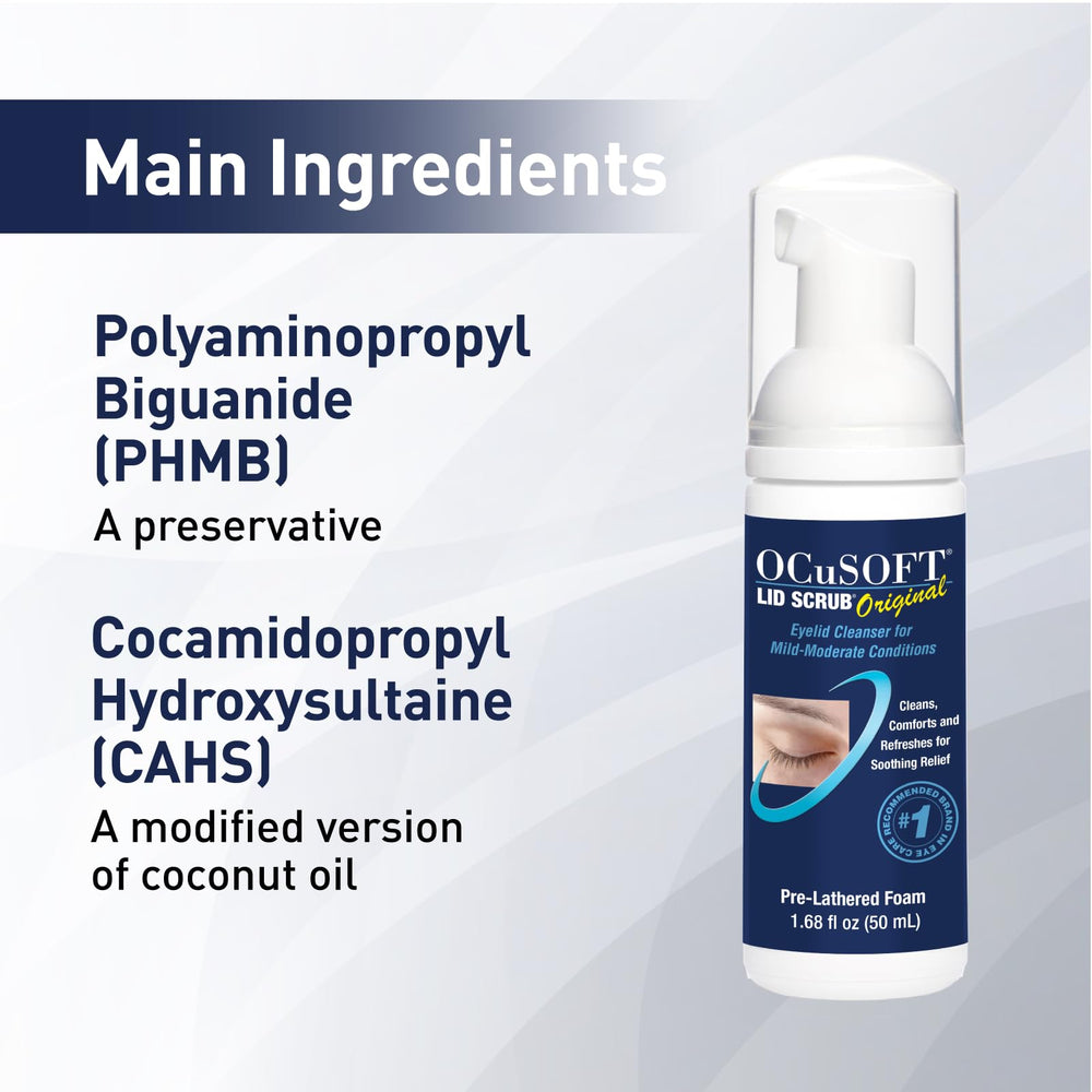 OCuSOFT Eyelid Care for Sensitive Eyes illustration emphasizes gentle cleansing for delicate eyelids