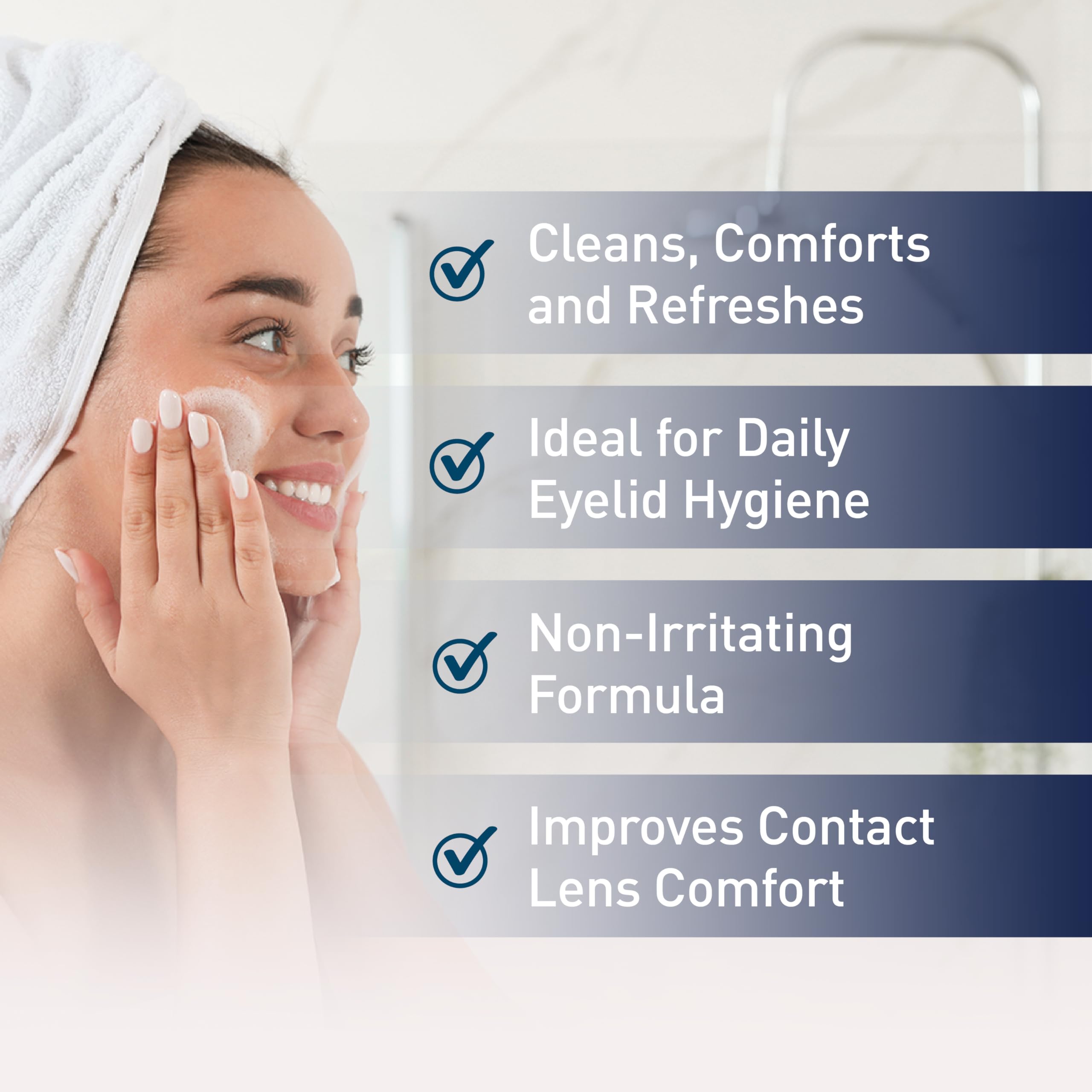 OCuSOFT Original Foaming Eyelid Cleanser activation demonstrates instant foam lather for quick hygiene