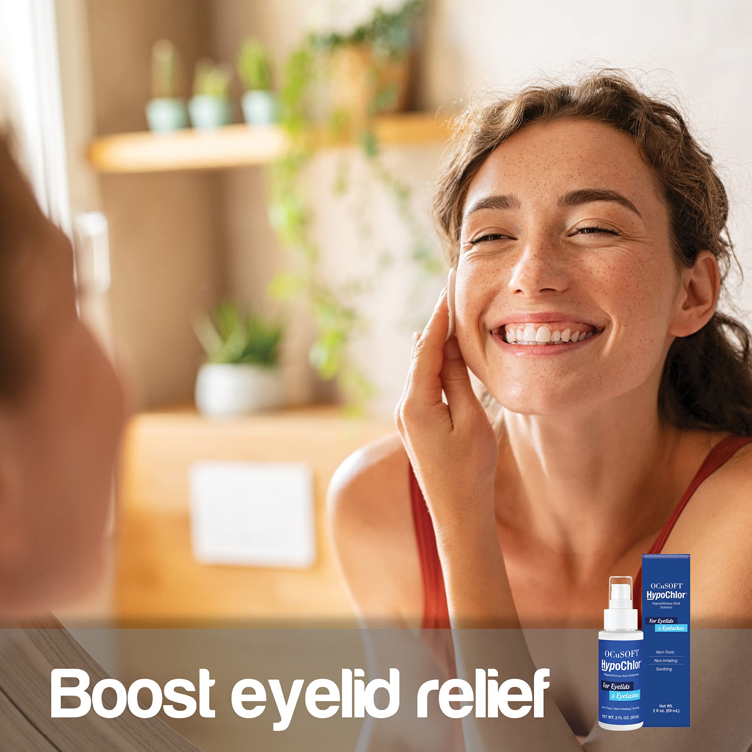 OCuSOFT HypoChlor 2oz bottle shown for everyday eyelid cleansing.