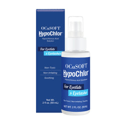 OCuSOFT HypoChlor spray bottle for gentle eyelid cleansing on sensitive skin.