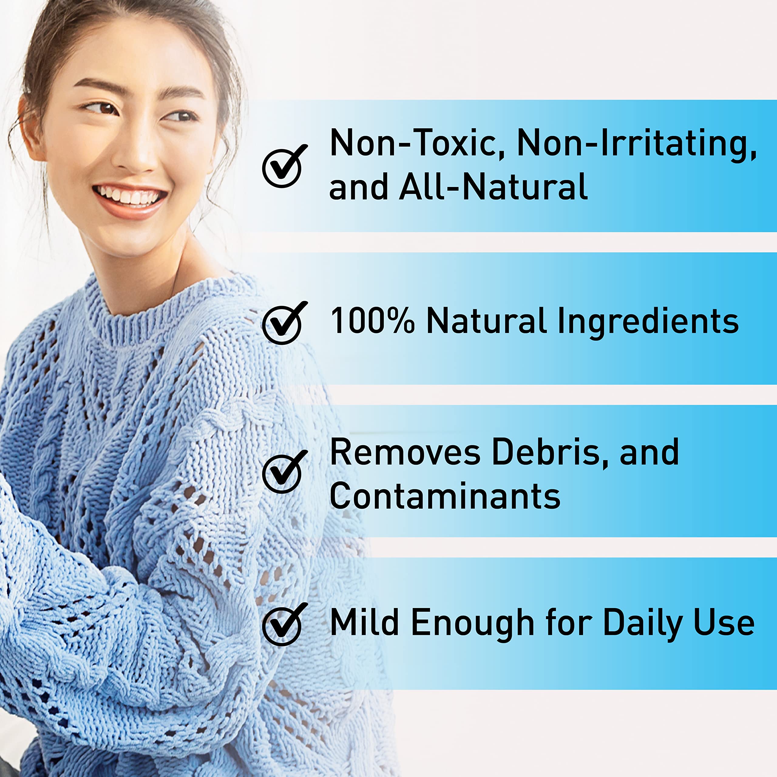 OCuSOFT HypoChlor eyelid cleanser pictured on eyelashes for daily hygiene.