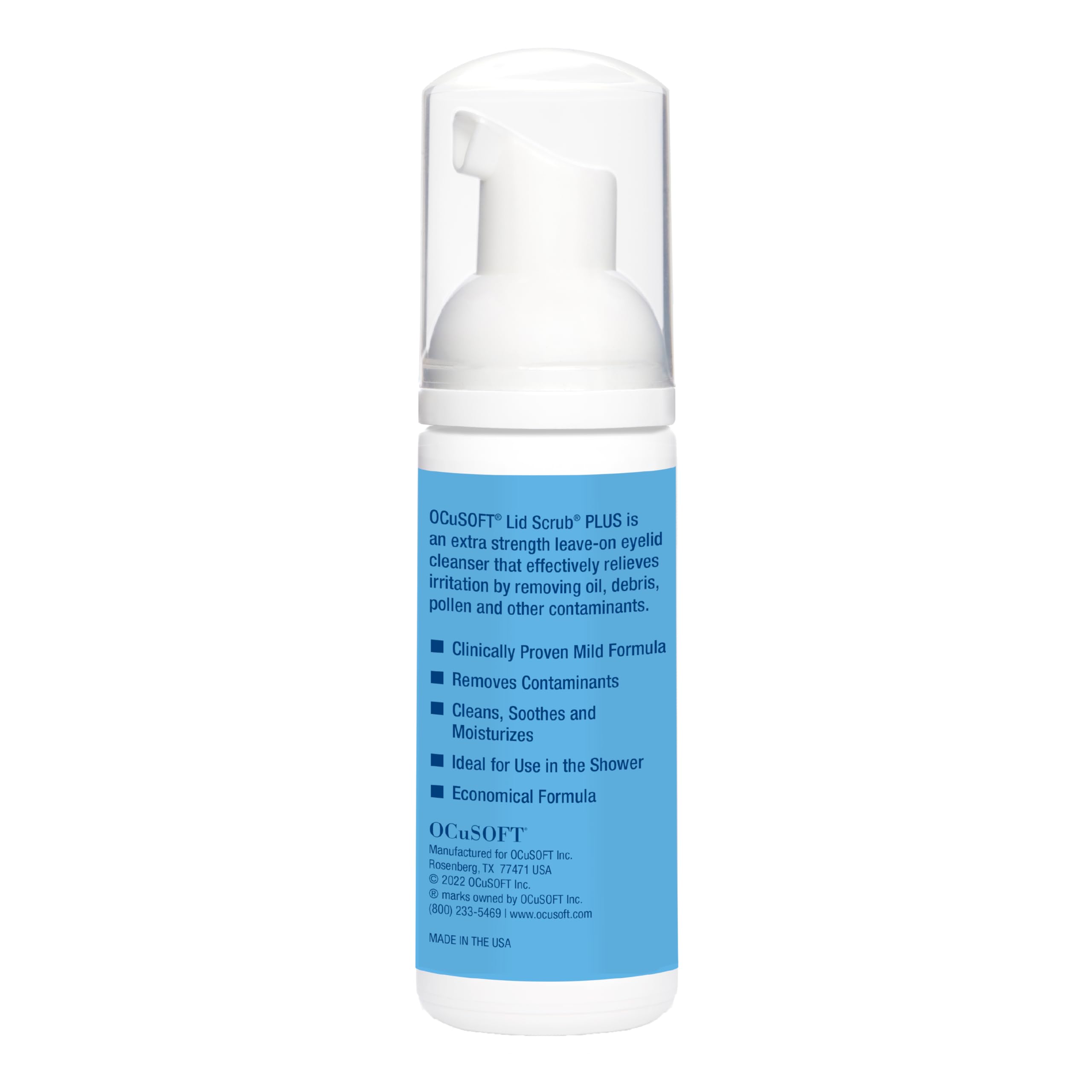 OCuSOFT Lid Scrub PLUS Foam on eyelids for efficient cleansing