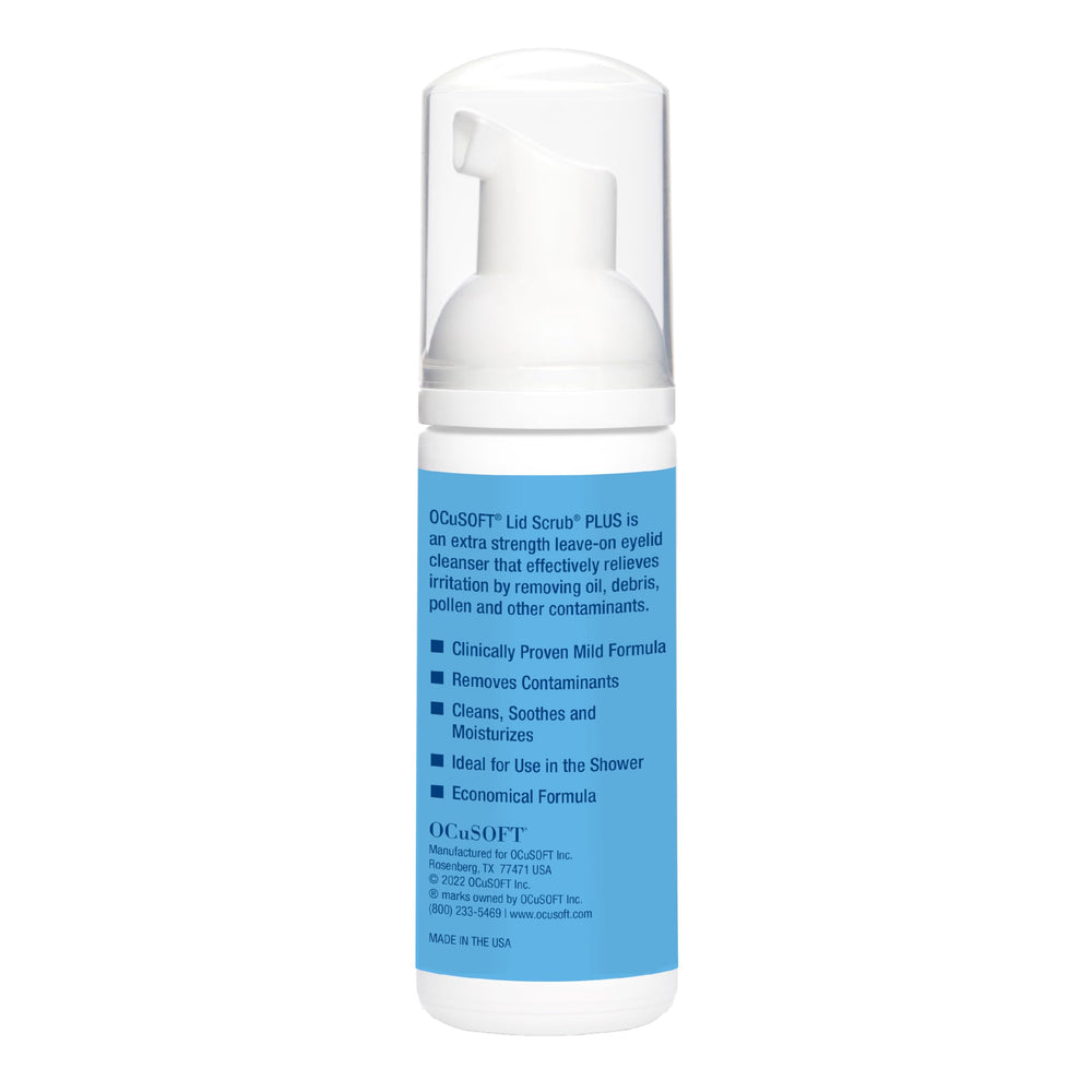 OCuSOFT Lid Scrub PLUS Foam on eyelids for efficient cleansing