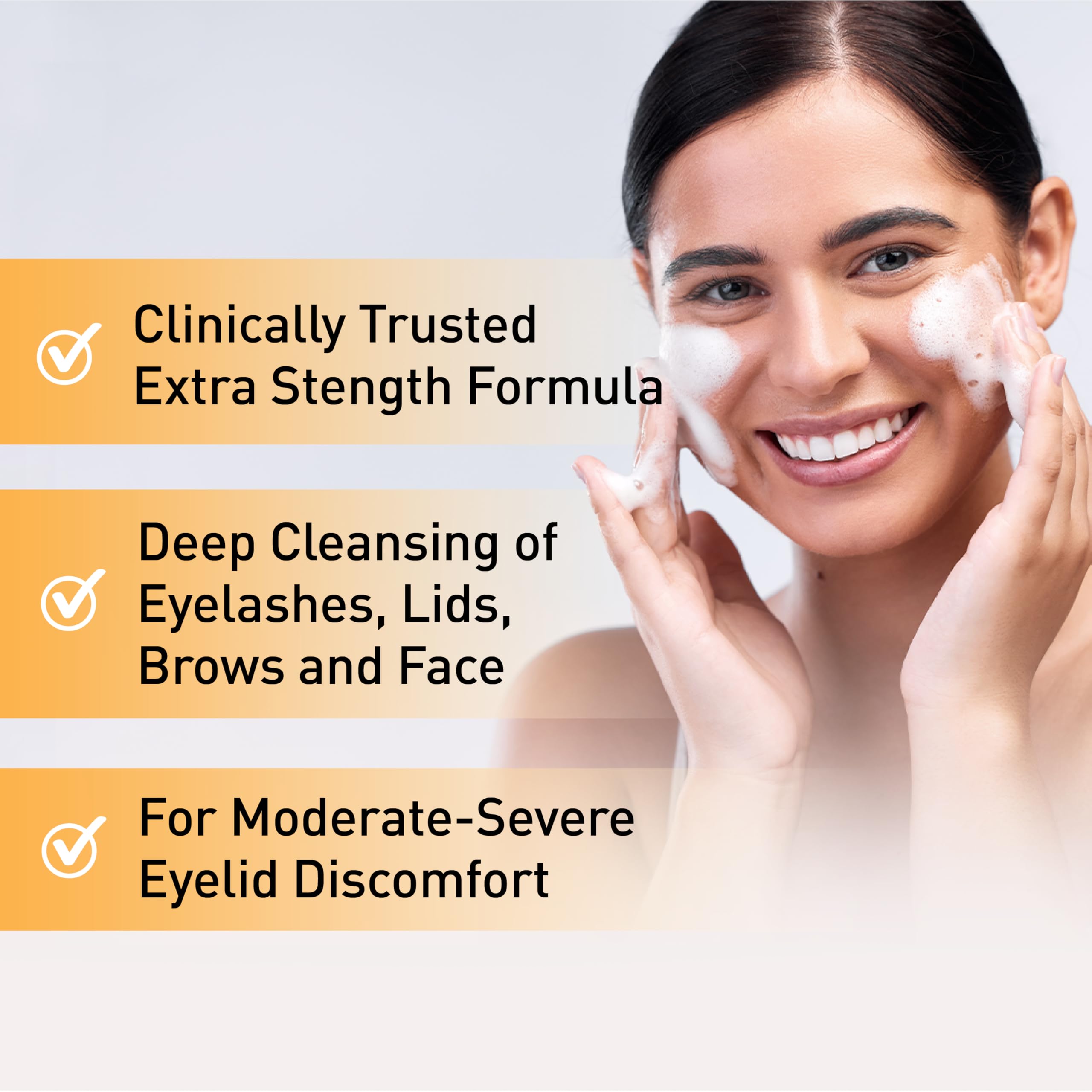 OCuSOFT Oust Demodex foam action demonstrates rich lather for deep lash cleansing.