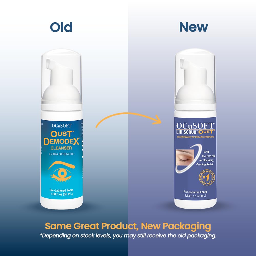 OCuSOFT Oust Demodex packaging image suggesting travel-ready 1.68 oz size.