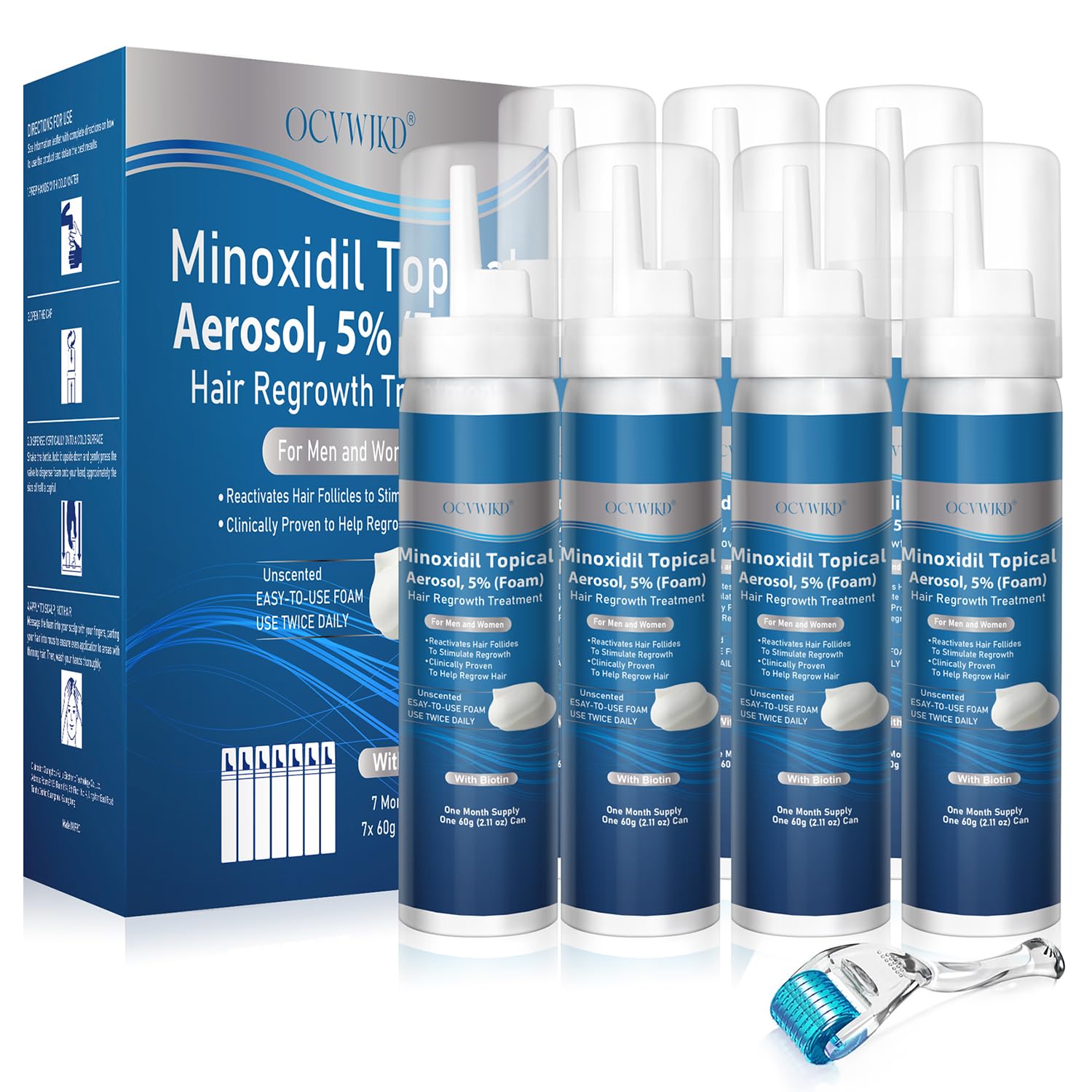 OCVWJKD minoxidil foam bottle pour supports fuller-looking hair