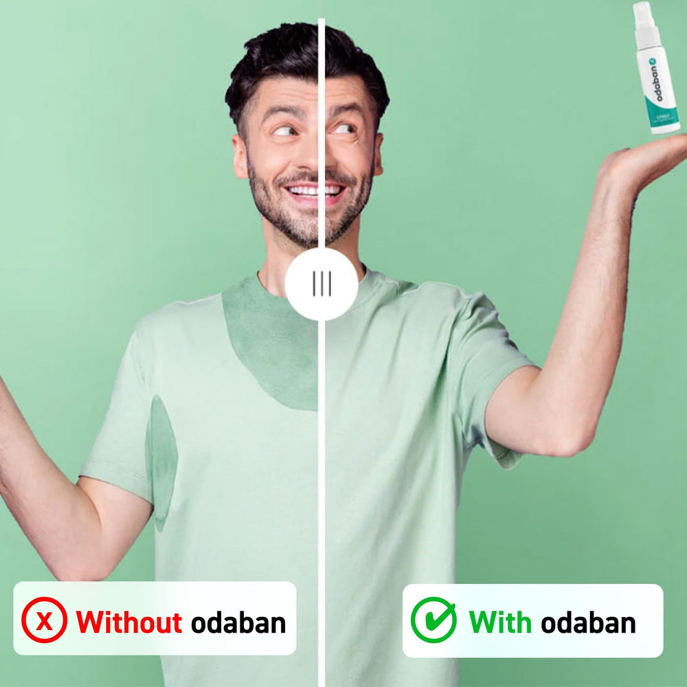 Odaban Antiperspirant Spray aluminium chloride formula label emphasizing protection strength.