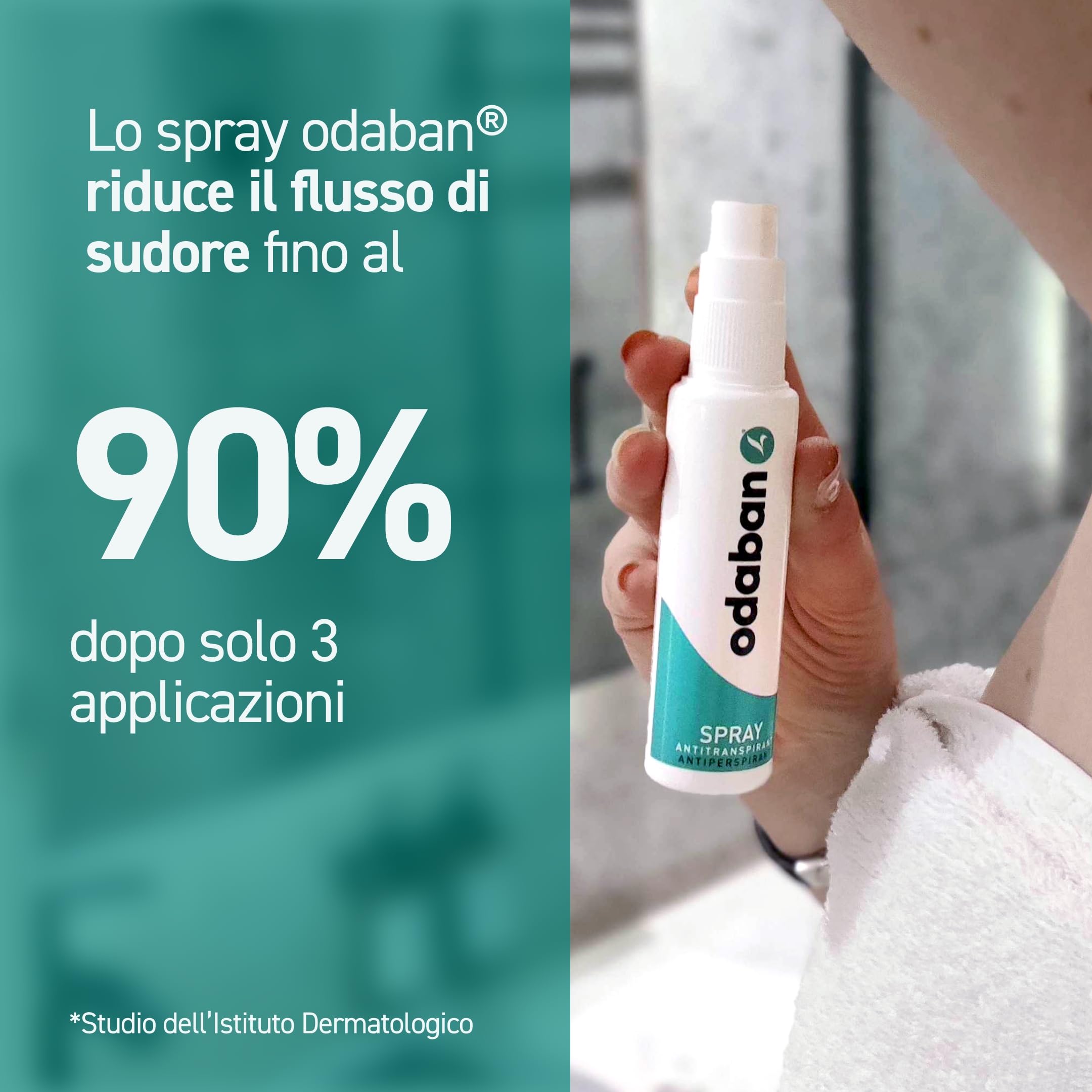 Odaban Antiperspirant Spray used for whole-body protection concept.