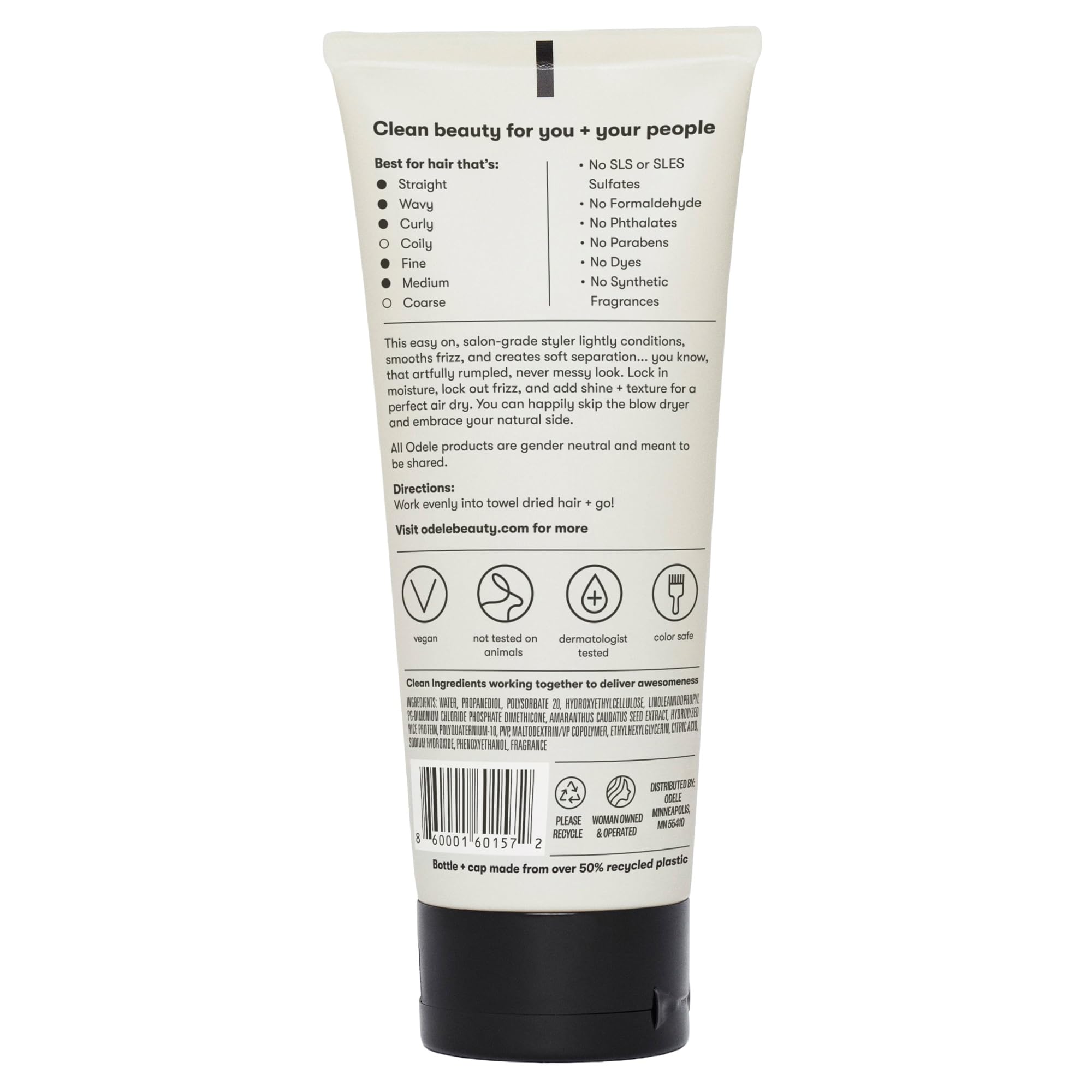 Odele Air Dry Styler model with curly hair shows defined strands.