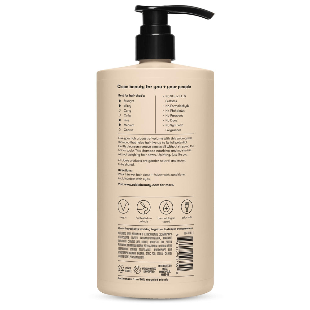Odele color-safe vegan cruelty-free badge highlights ethical, color-friendly cleansing