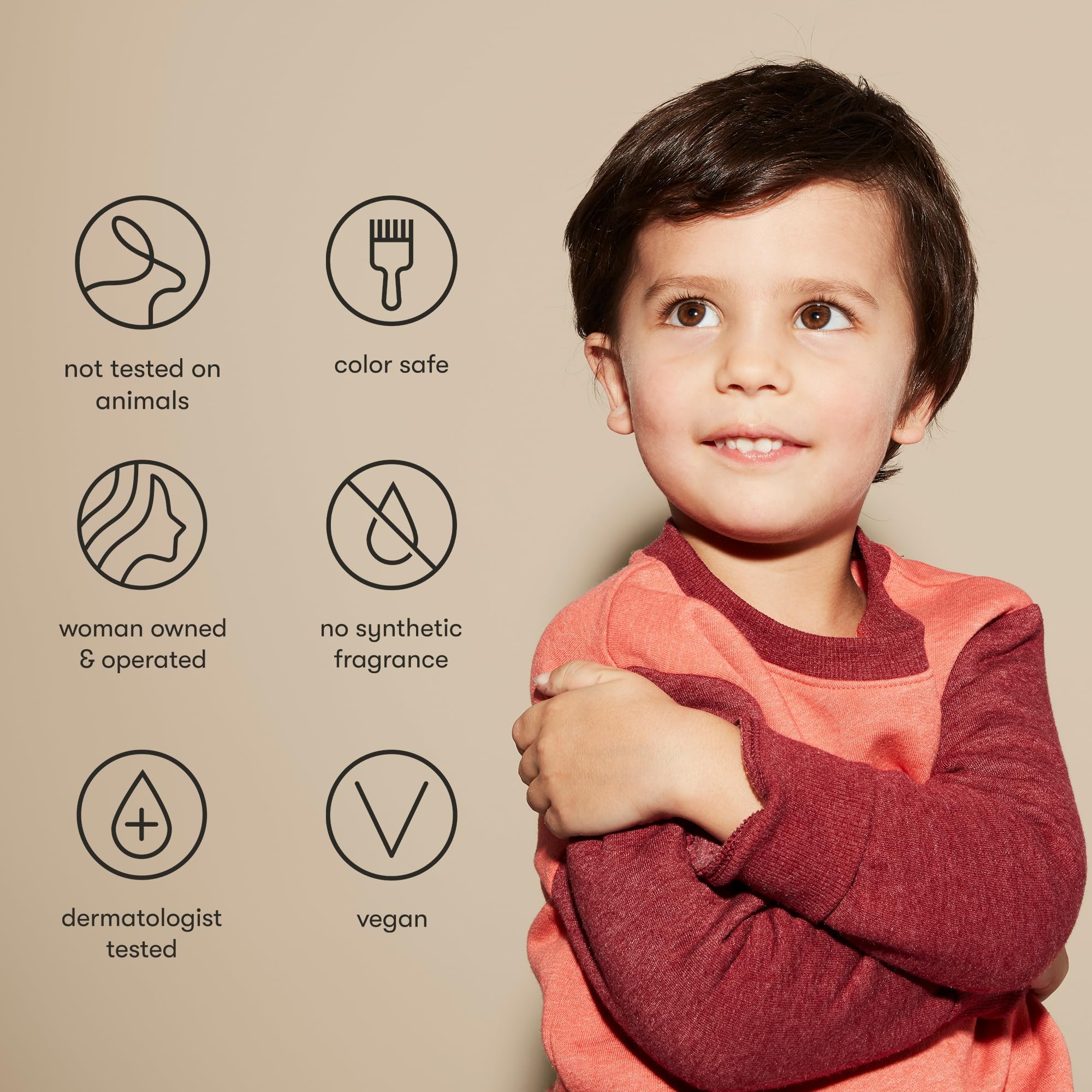 Odele packaging highlights color-safe, vegan and cruelty-free icons