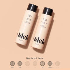 Odele hair care set displayed on a sleek counter for everyday use.