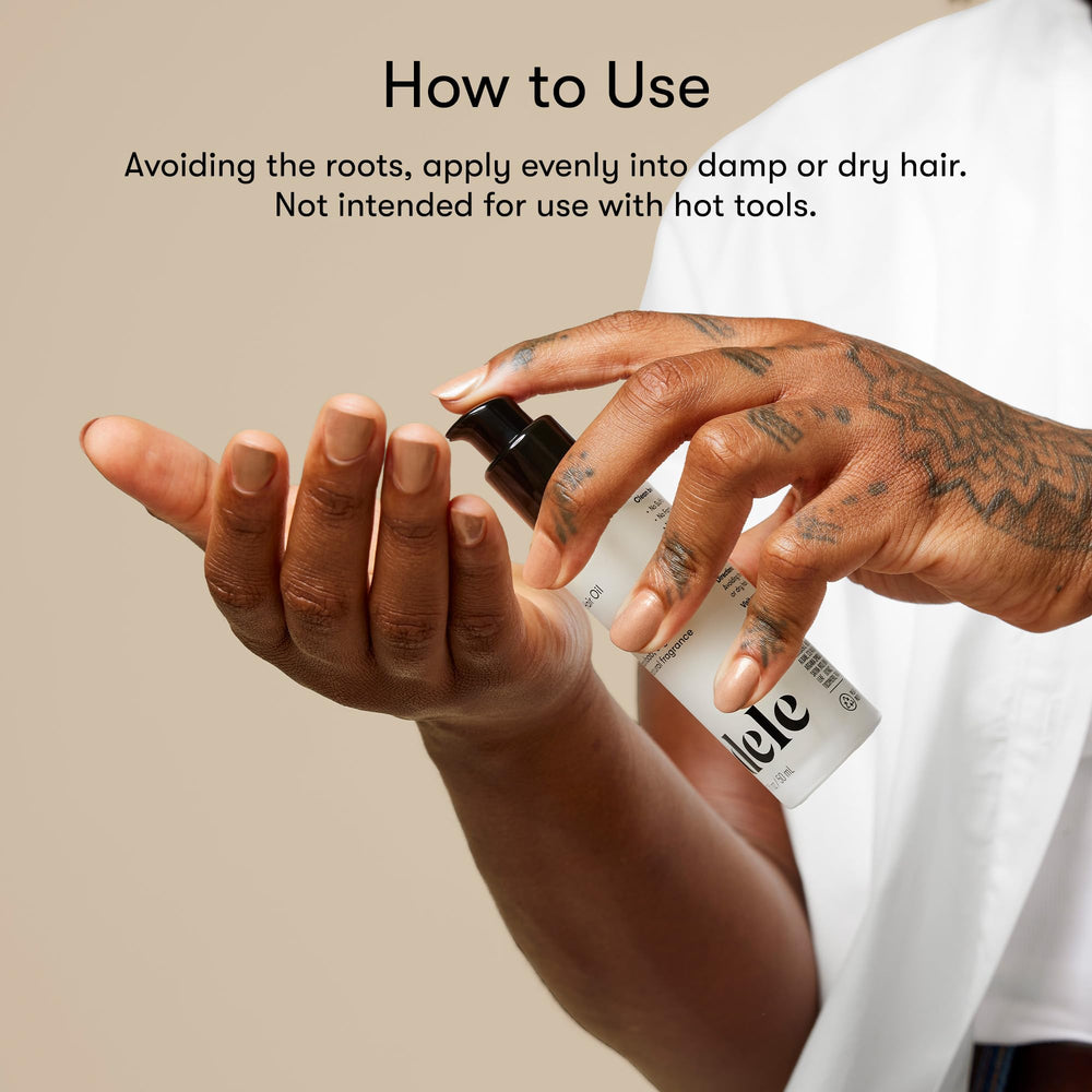 Odele hair oil dispensing drop emphasizes controlled, precise use