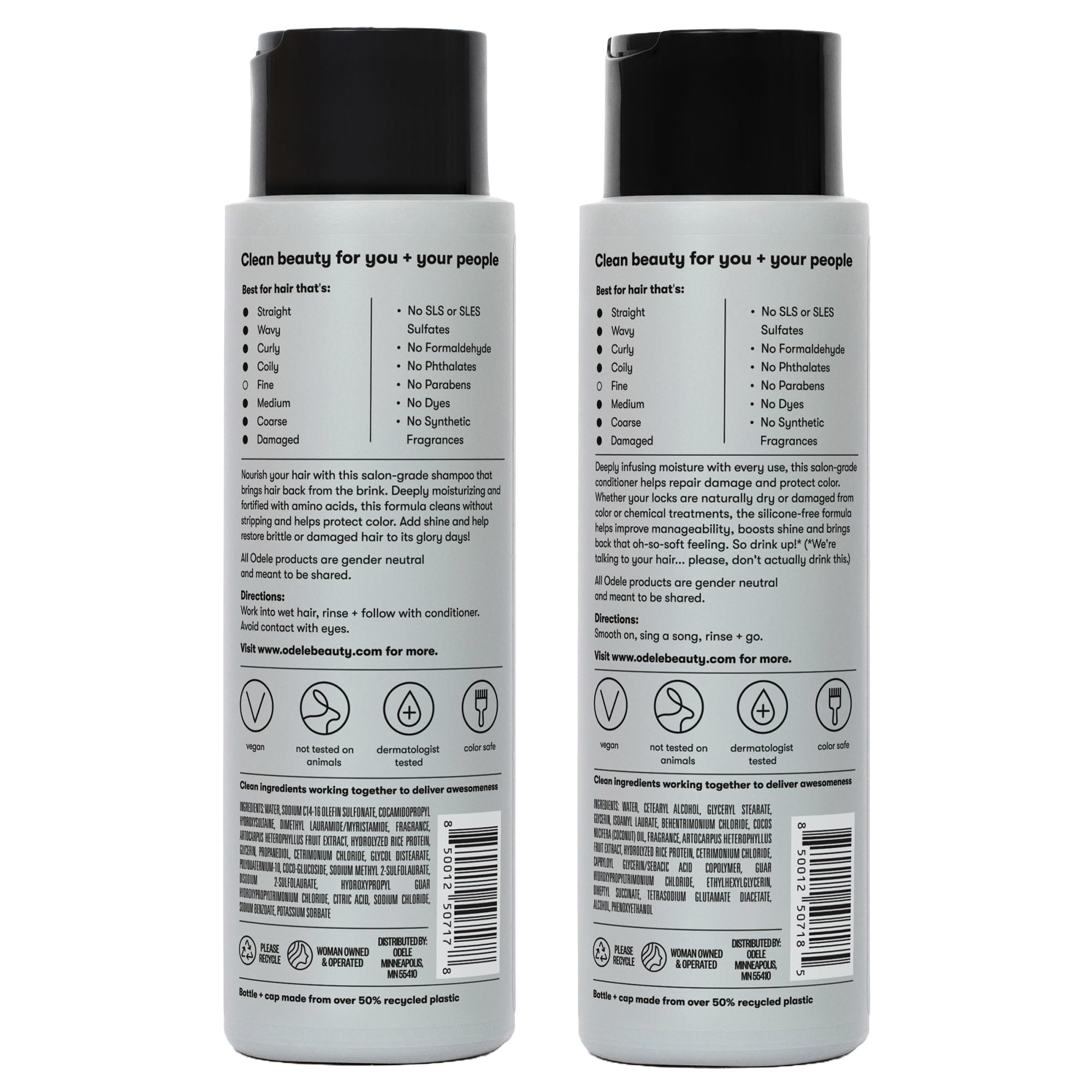 Odele Moisture Repair label details noting SLS/SLES-free and cruelty-free