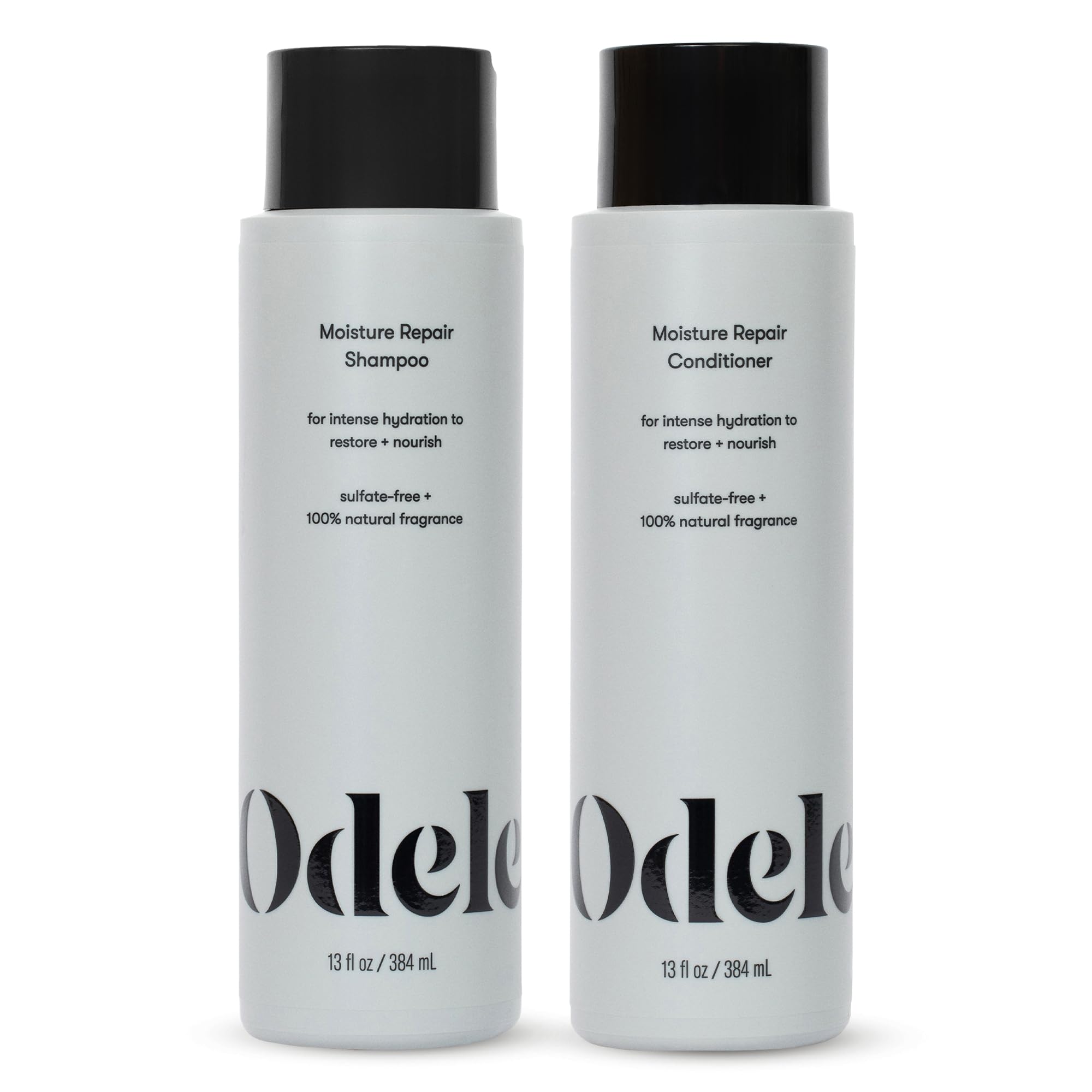 Odele Moisture Repair shampoo bottle demonstrating intense hydration benefits