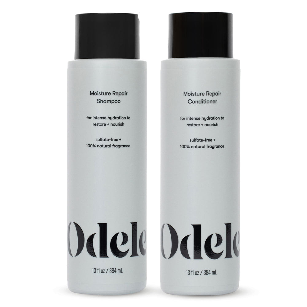 Odele Moisture Repair shampoo bottle demonstrating intense hydration benefits