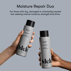 Odele Moisture Repair shampoo lather closeup highlighting gentle cleanse