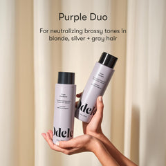Odele Purple Conditioner bottle delivers moisture and detangling for silky hair.