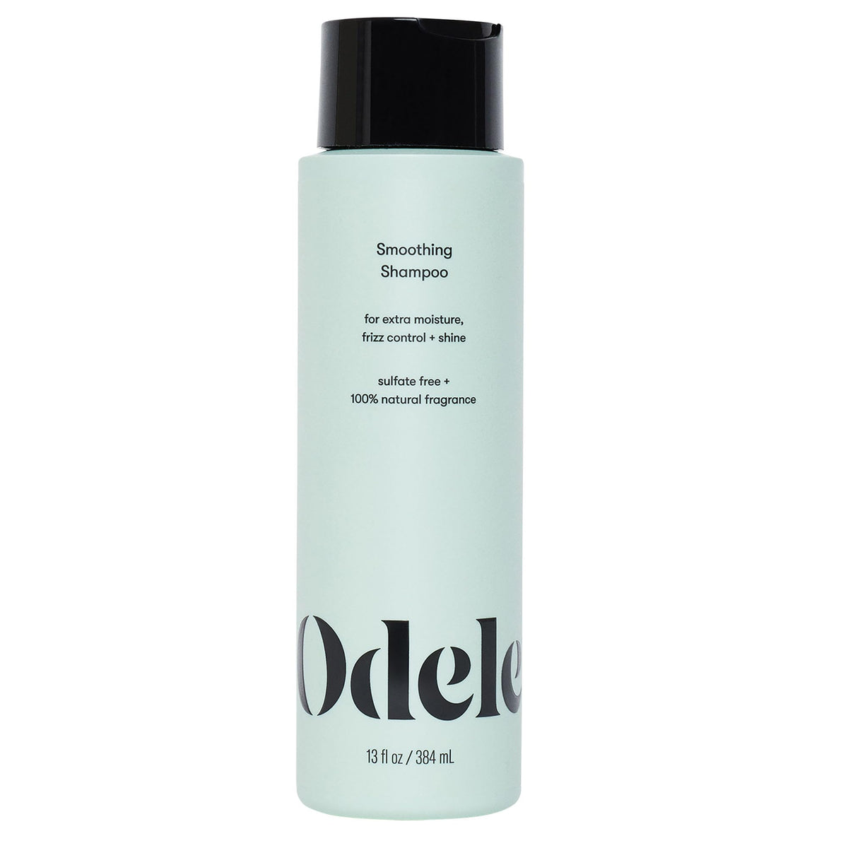Odele smoothing shampoo bottle on counter showing sulfate-free cleansing for healthy shine