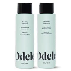 Odele Smoothing Shampoo and Conditioner bottles showcasing their sleek design.