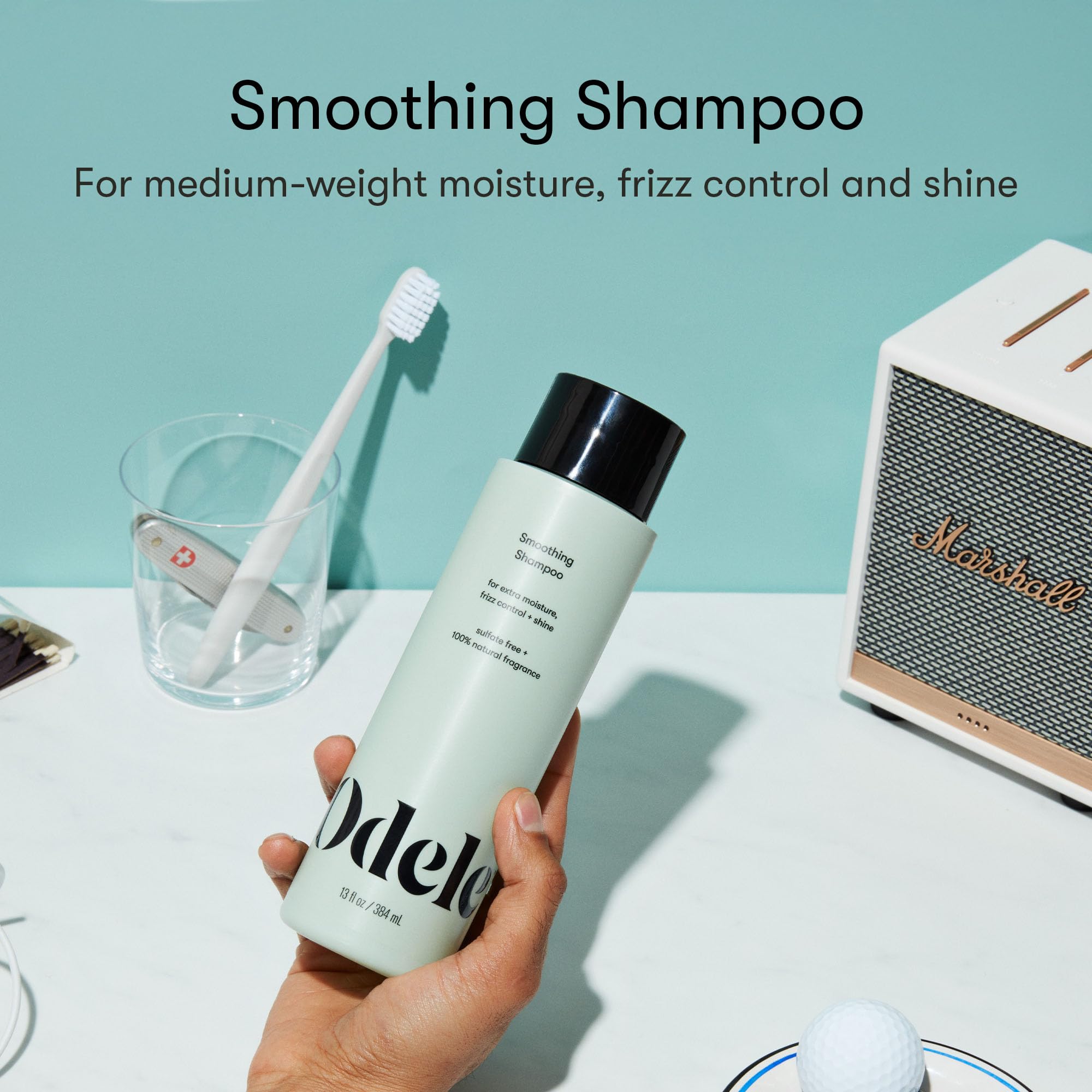 Odele smoothing shampoo lather close-up demonstrates gentle cleansing and rich foam
