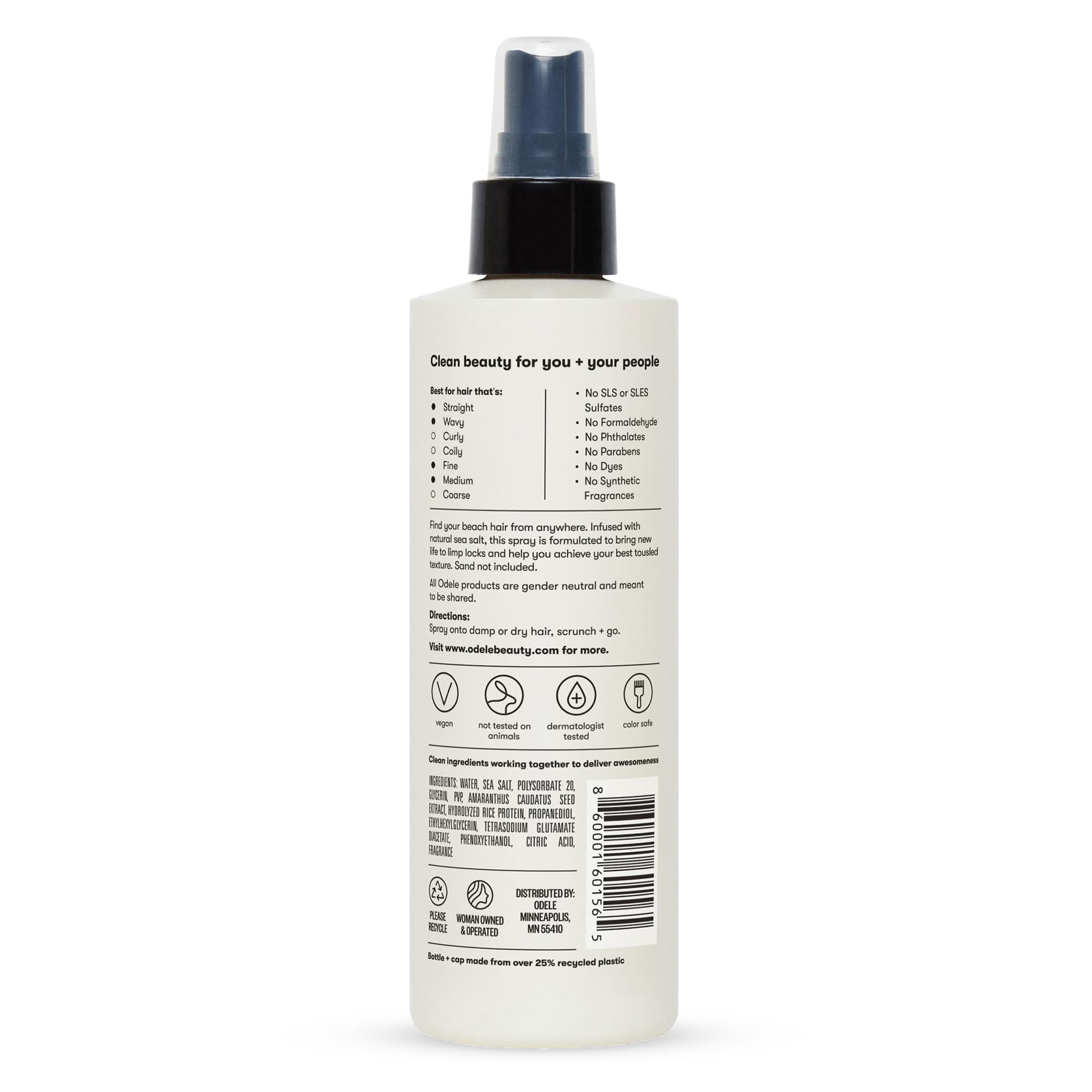 Odele Texturizing Sea Salt Spray on shelf emphasizes color-safe formula.