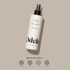 Odele Texturizing Sea Salt Spray hand-application demonstrates quick, even distribution for texture.