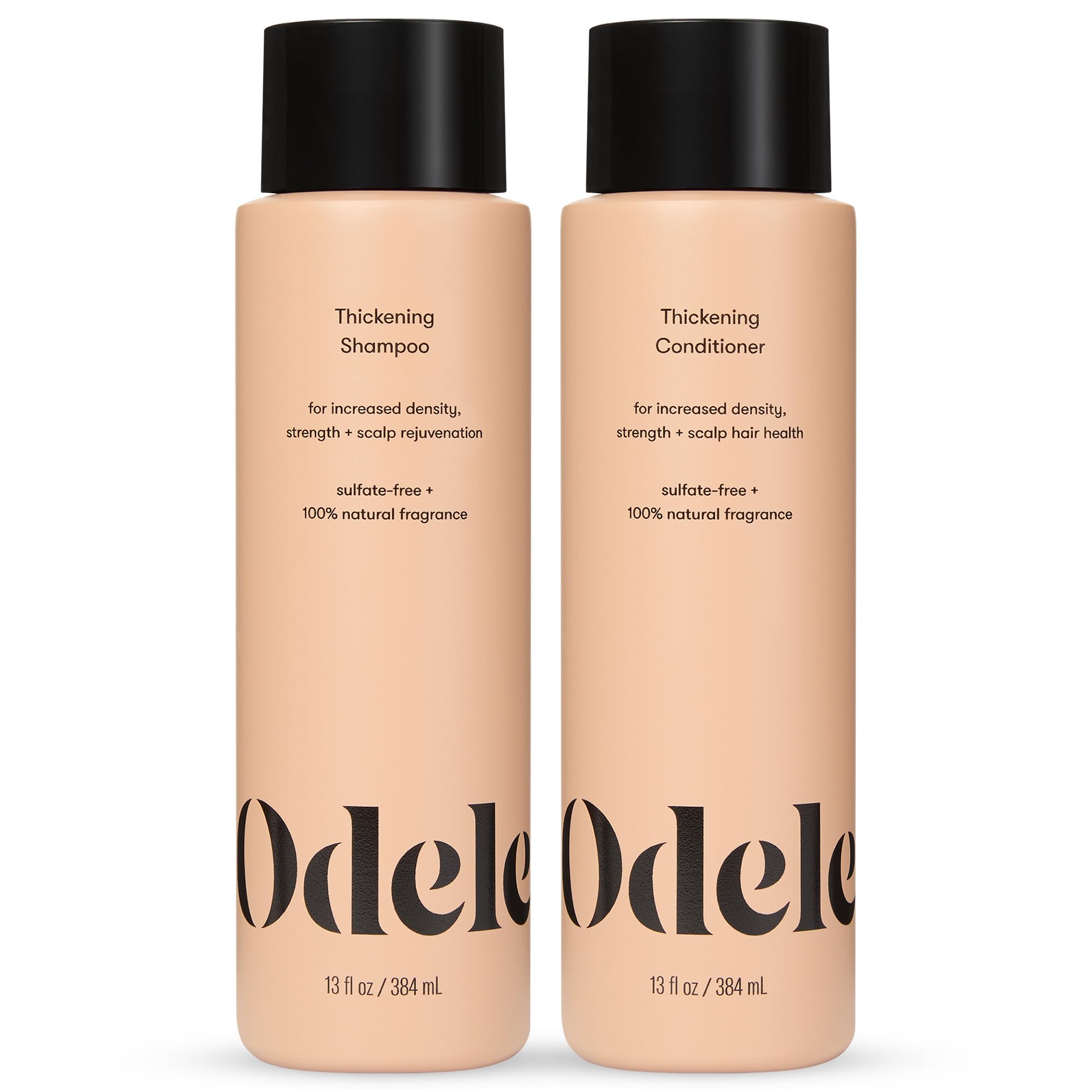 Odele Thickening Shampoo bottle promotes fuller-looking hair