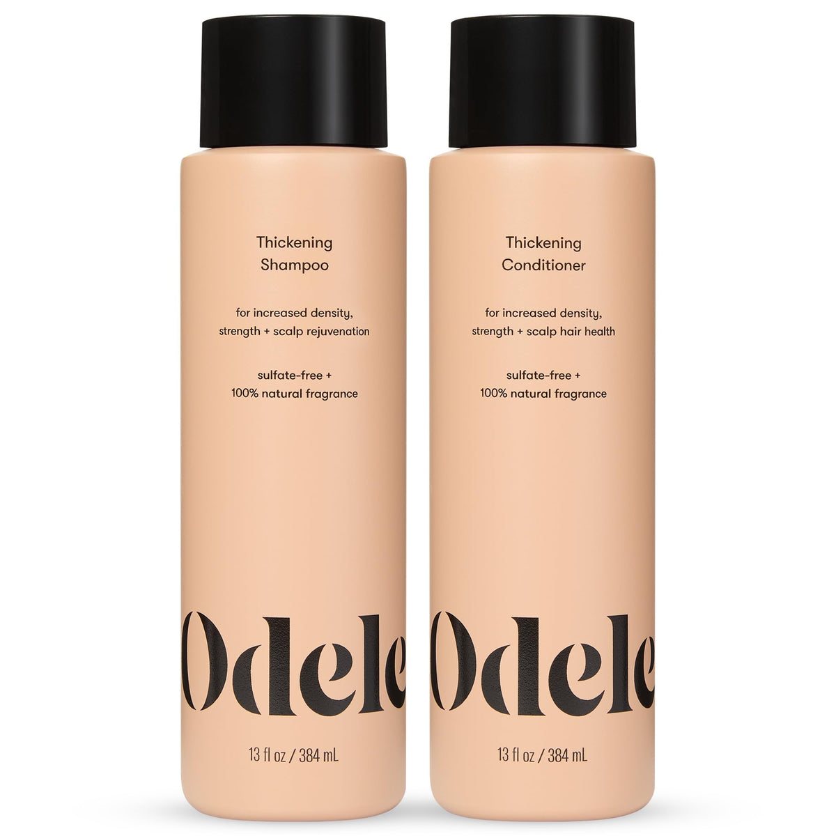 Odele Thickening Shampoo bottle promotes fuller-looking hair