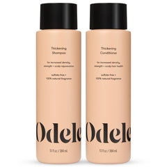 Odele Thickening Shampoo bottle promotes fuller-looking hair