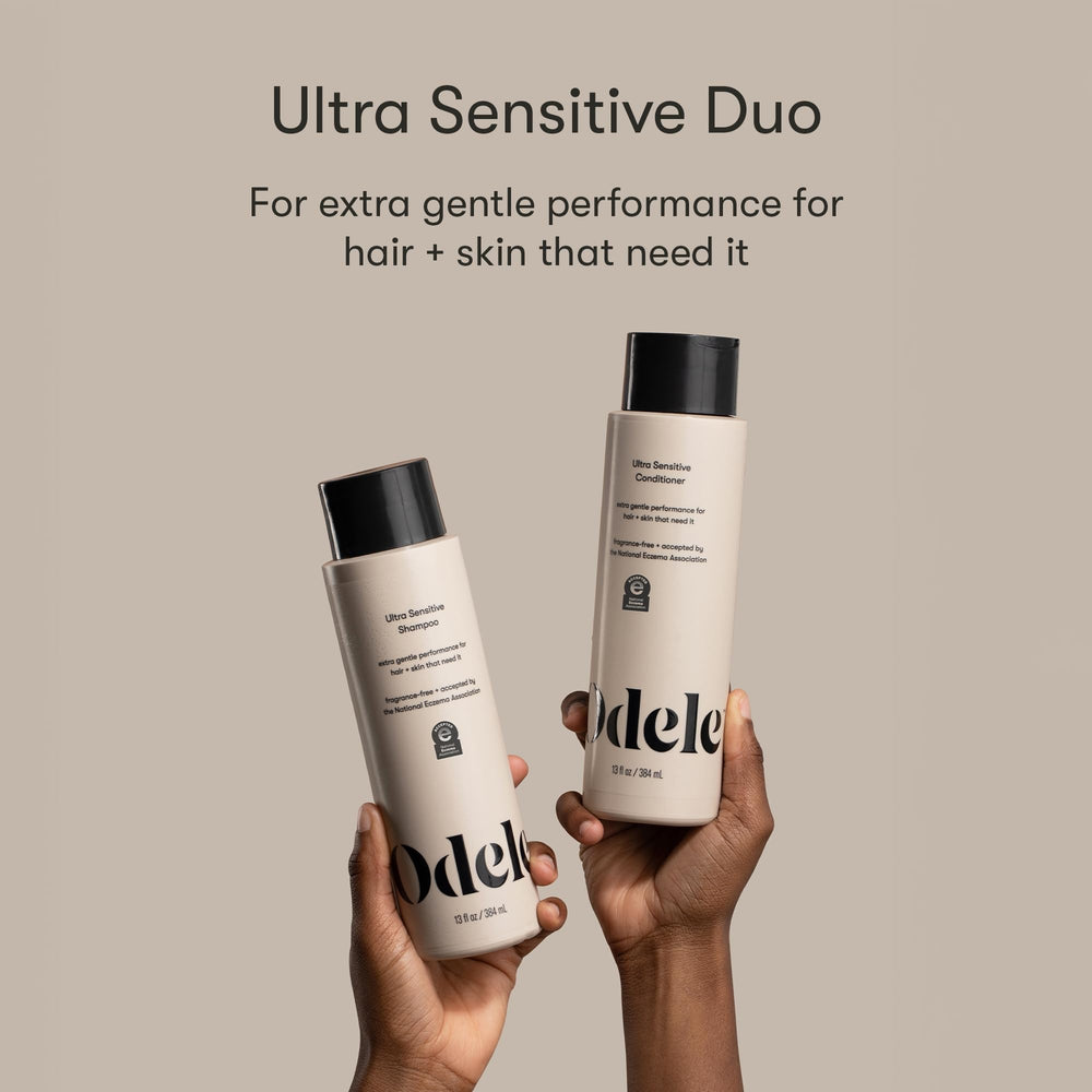 Odele Ultra-Sensitive Conditioner bottle promotes moisture without irritation for delicate hair