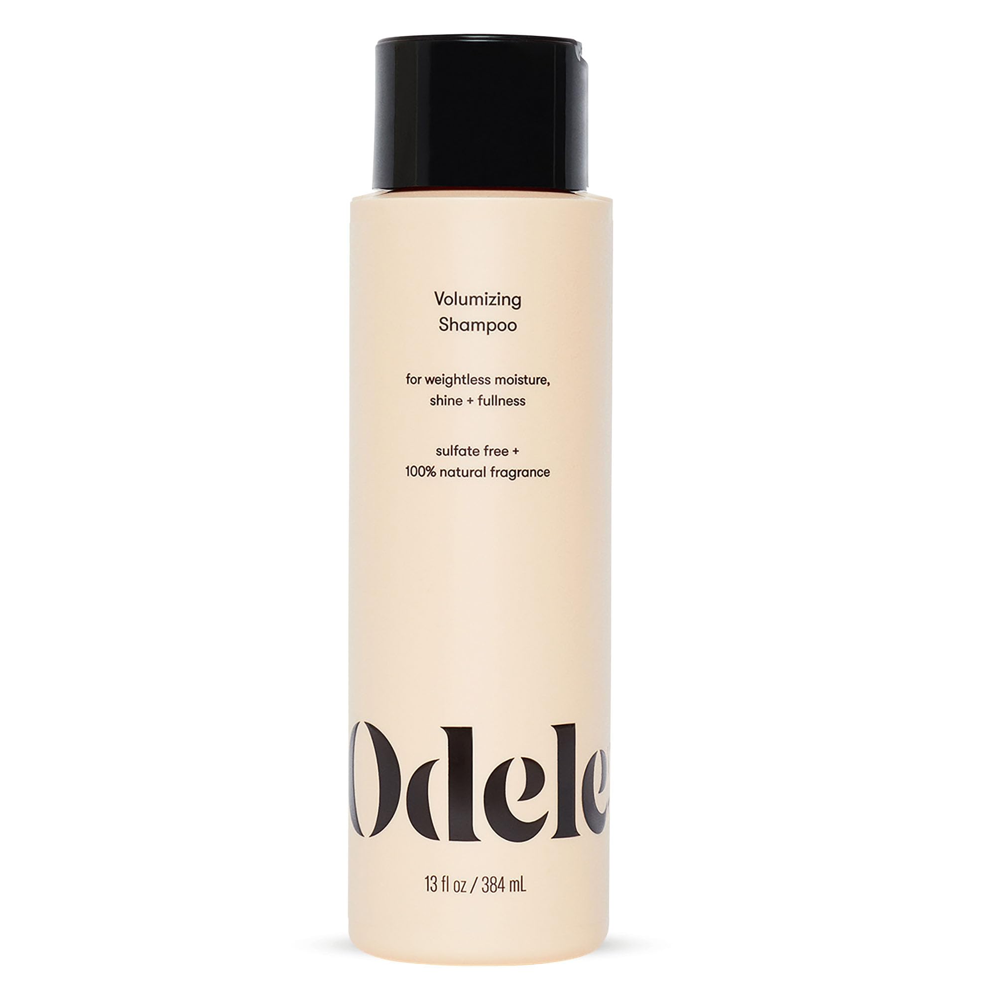 Odele Volumizing Shampoo bottle front highlights weightless moisture and fullness for styling