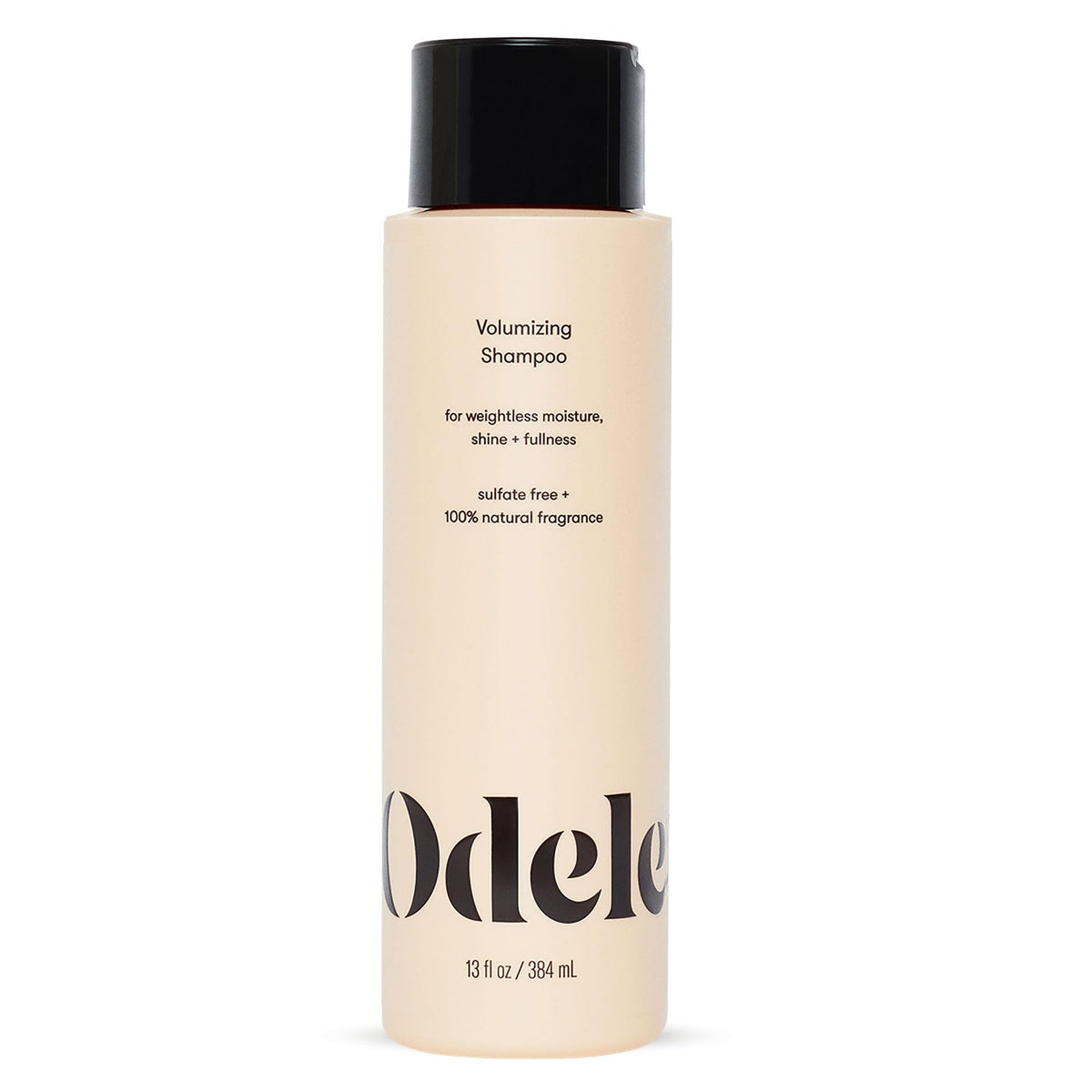 Odele Volumizing Shampoo bottle front highlights weightless moisture and fullness for styling