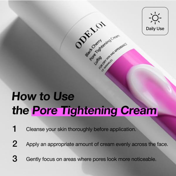Packaging front of ODELOI Black Cherry Cream conveys premium Korean skincare experience