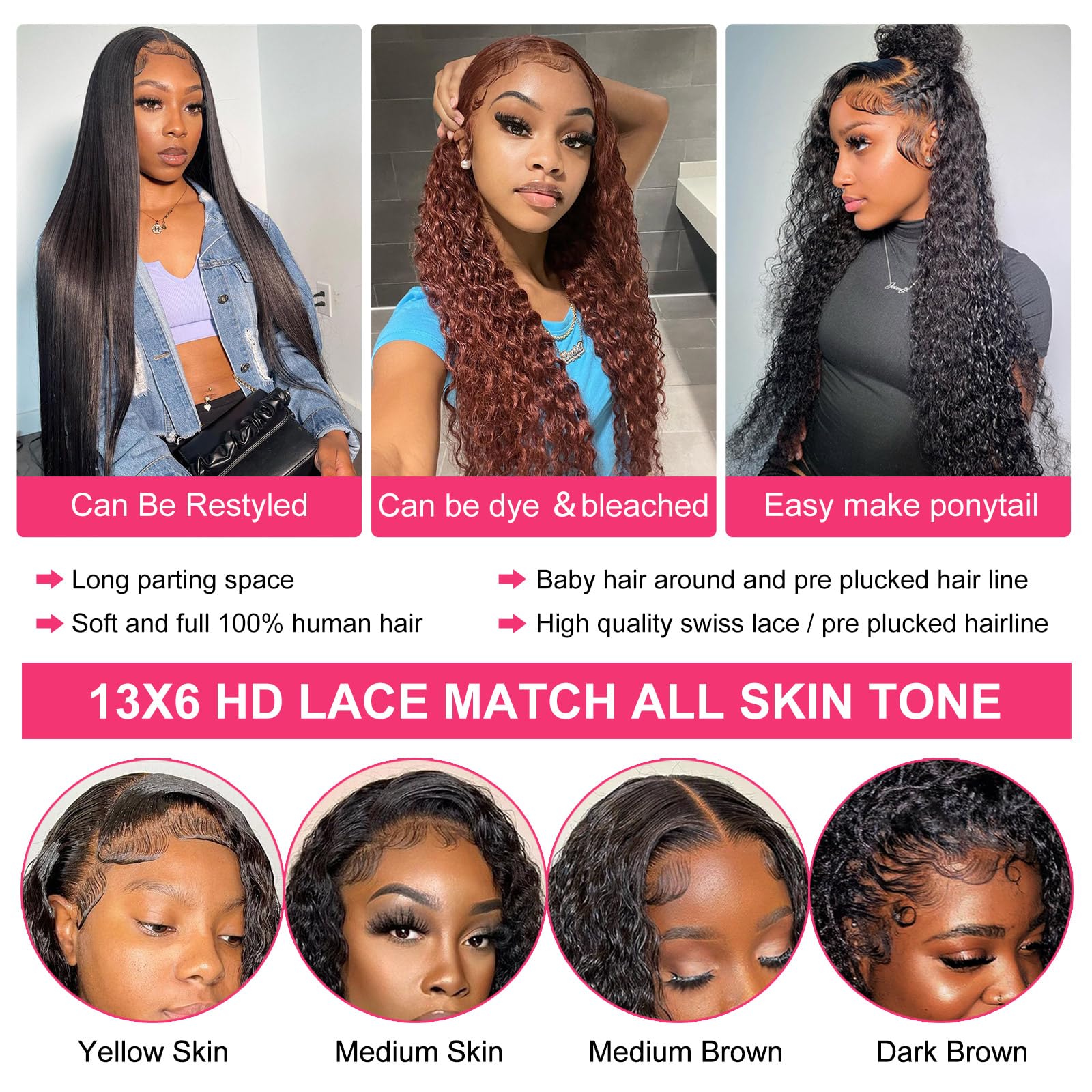 Odored lace front wig available in 20 38 inch lengths for customized length.
