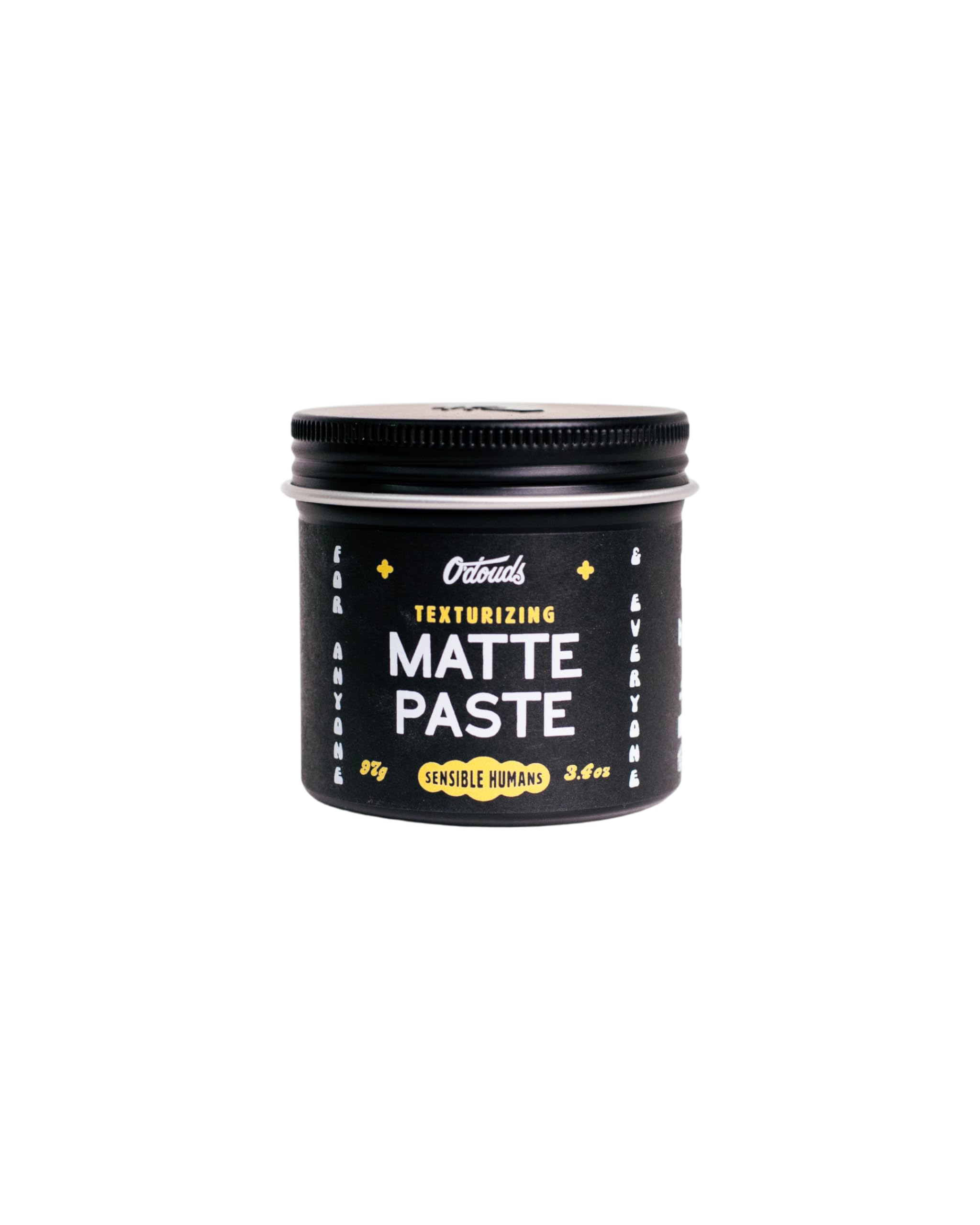 O'Douds Matte Paste strong hold jar shows lasting volume and matte texture.