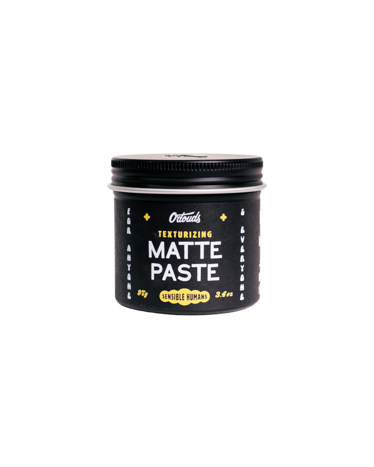 O'Douds Matte Paste strong hold jar shows lasting volume and matte texture.