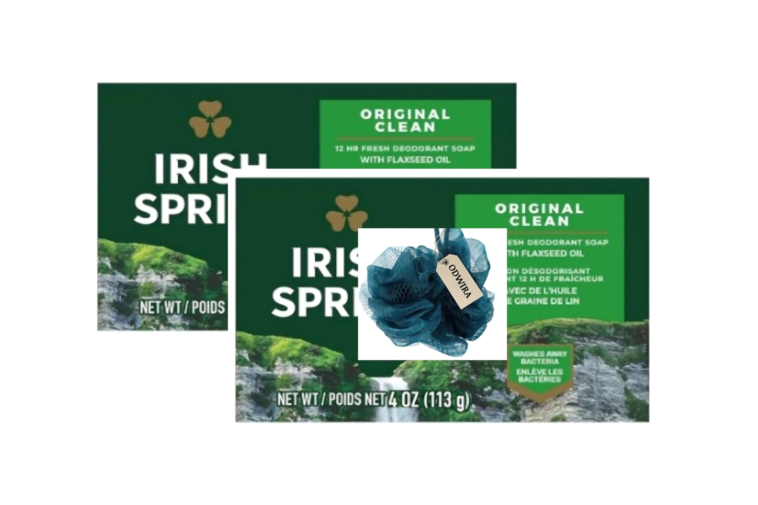 ODWIRA Irish bar soap 2-pack with sponge for a refreshing daily cleanse.
