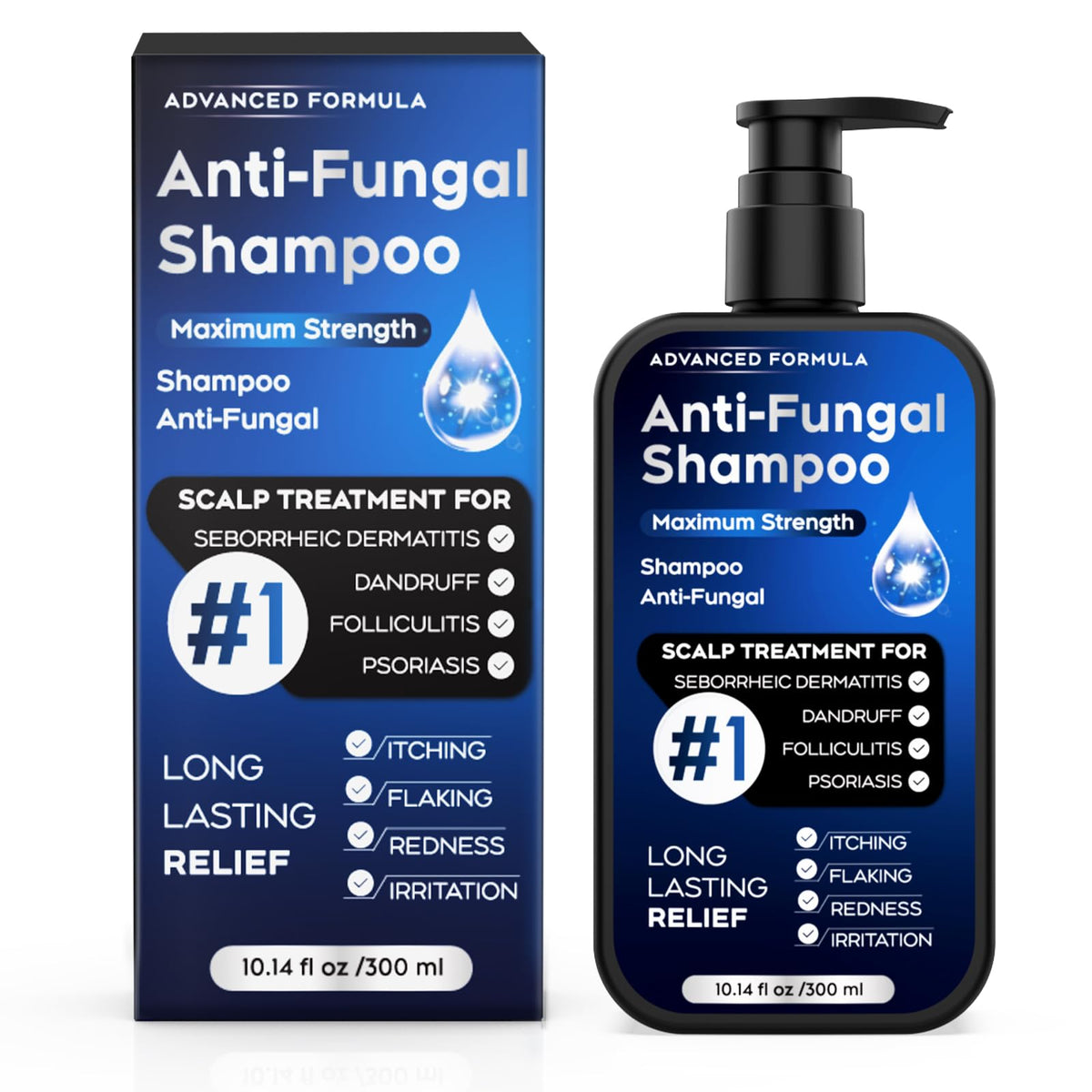 Oely antidandruff shampoo bottle highlights soothing scalp care for itching.