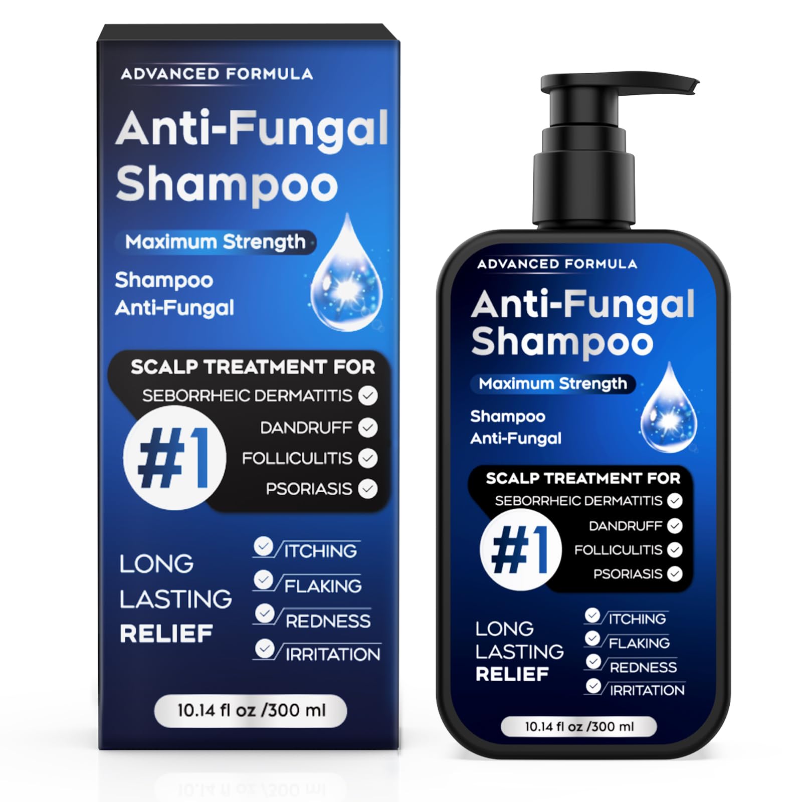 Oely antidandruff shampoo bottle highlights soothing scalp care for itching.