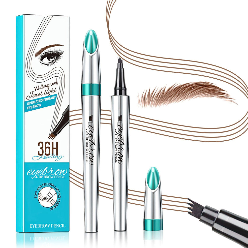 OETUIOW 3D waterproof eyebrow pen with 4-fork tip for natural brows